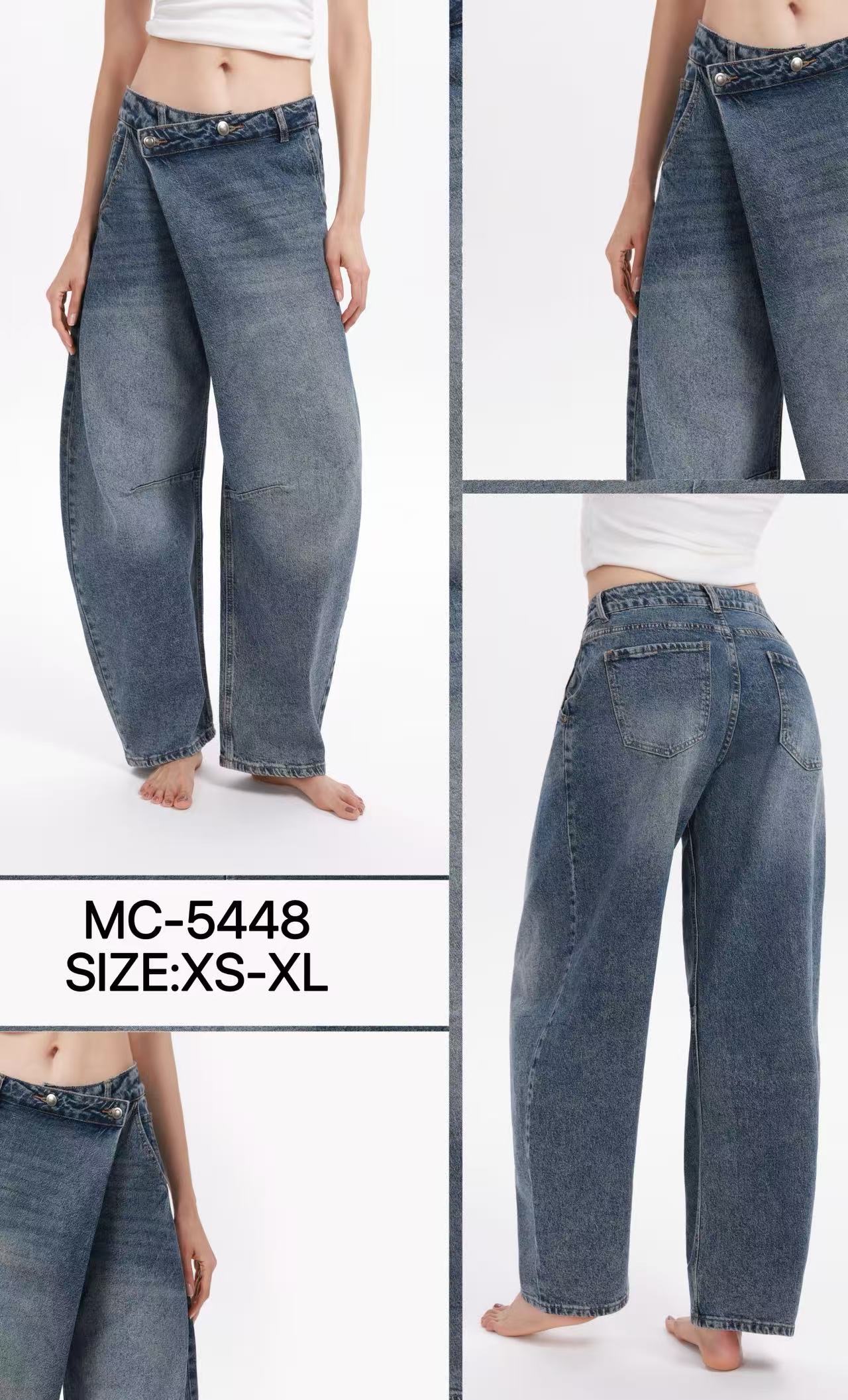 Wide-Leg Button Jeans