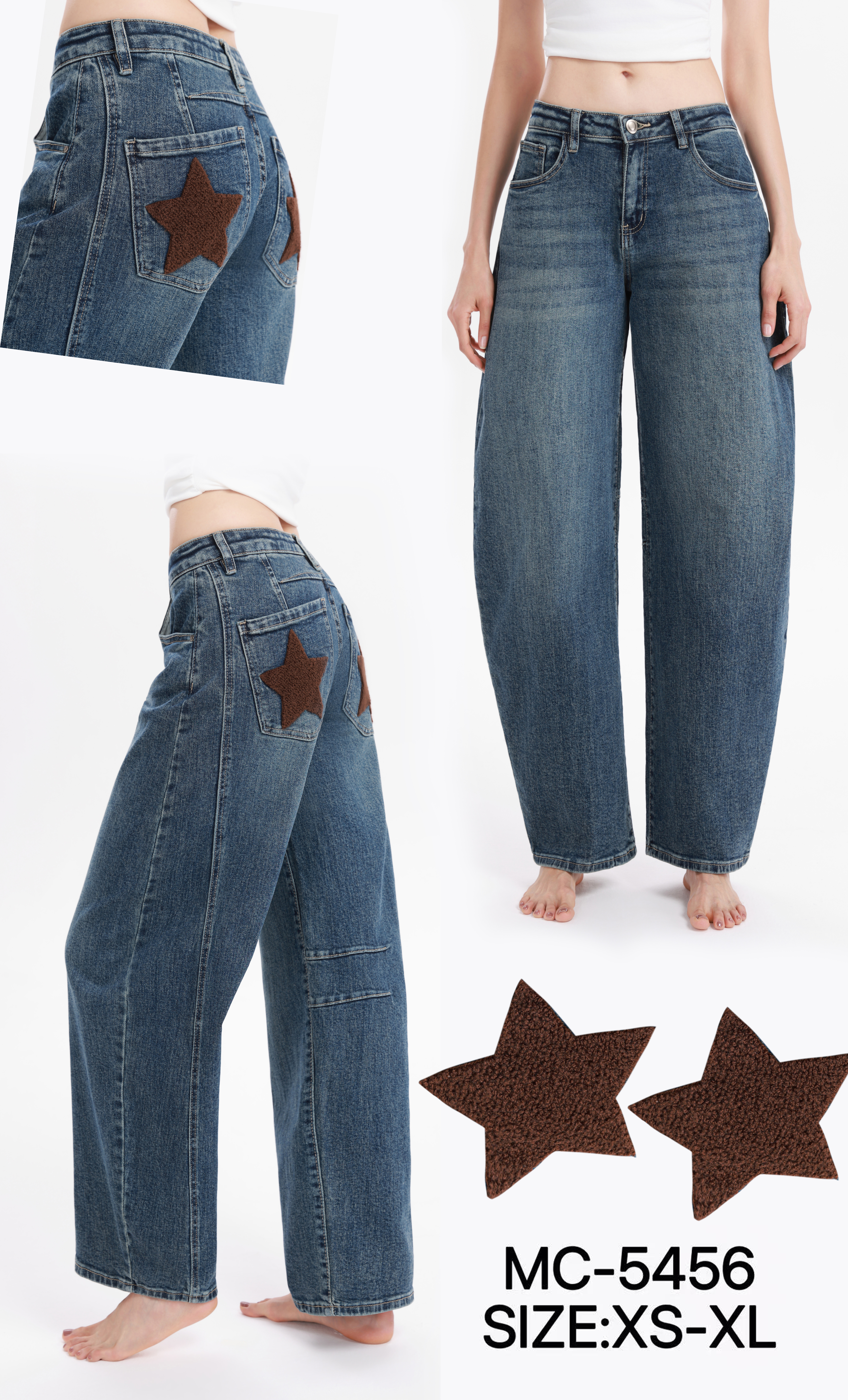 Wide‑Leg Embroidered Jeans
