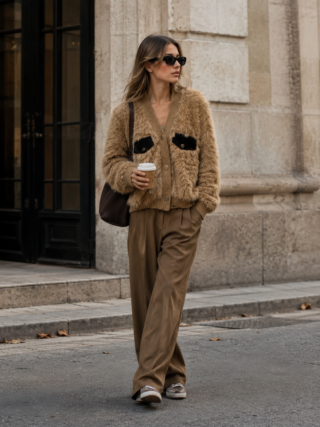 Faux-Fur V-Neck Jacket