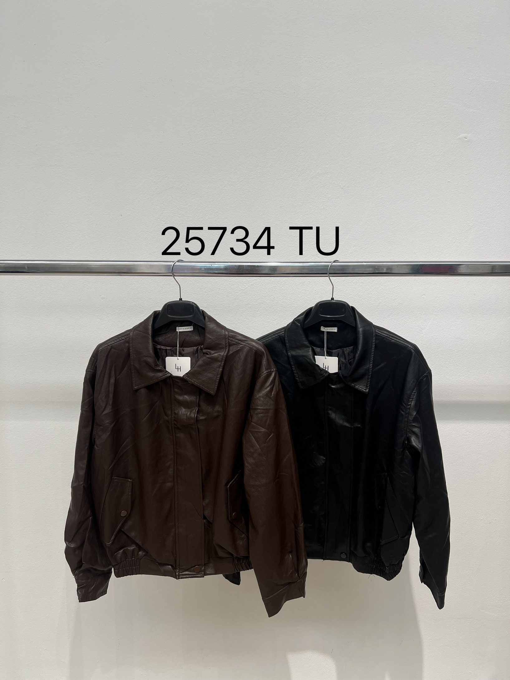 Eco-Leather Jacket with Collar