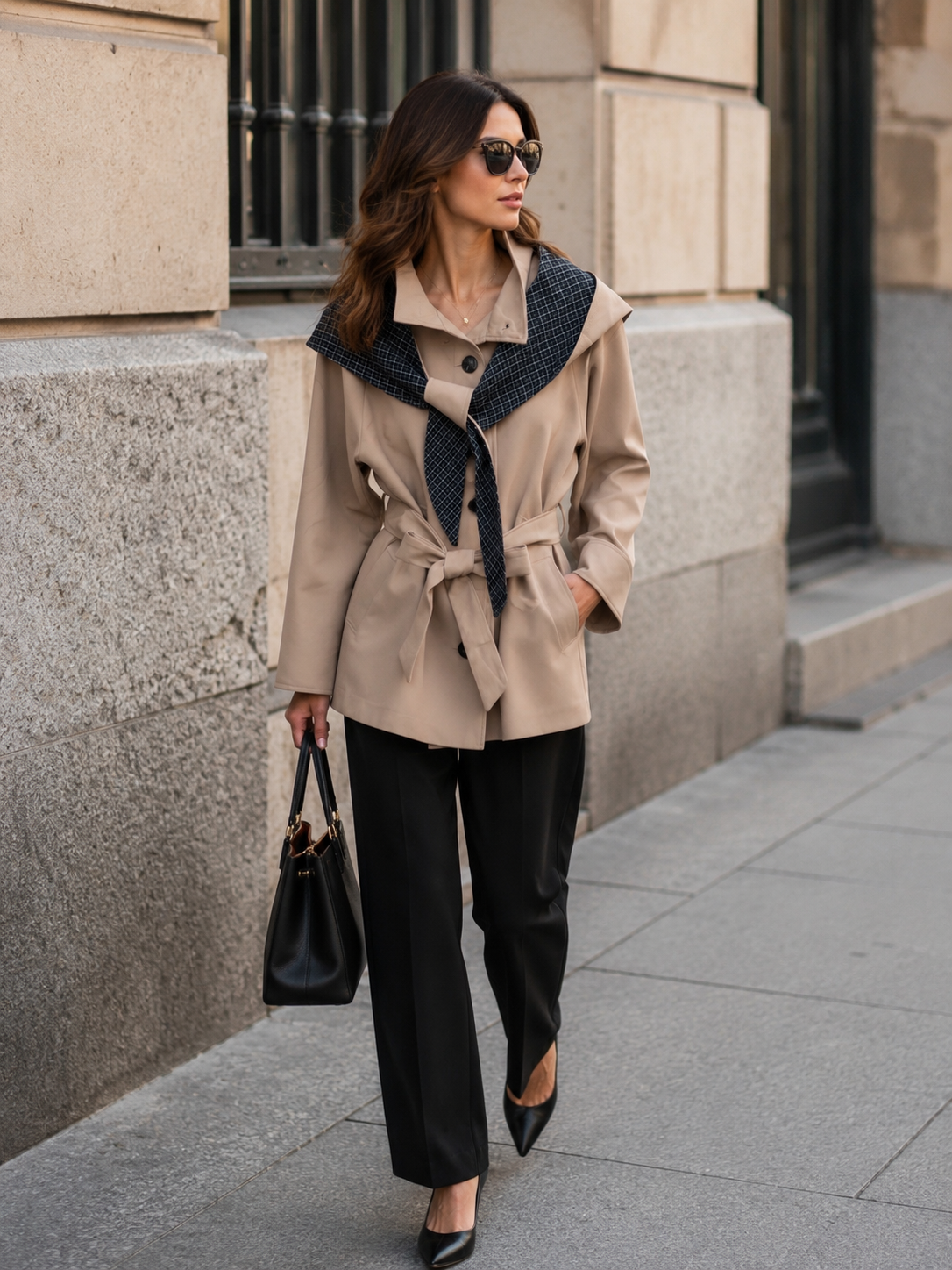 Tailored Jacket with Waist Tie