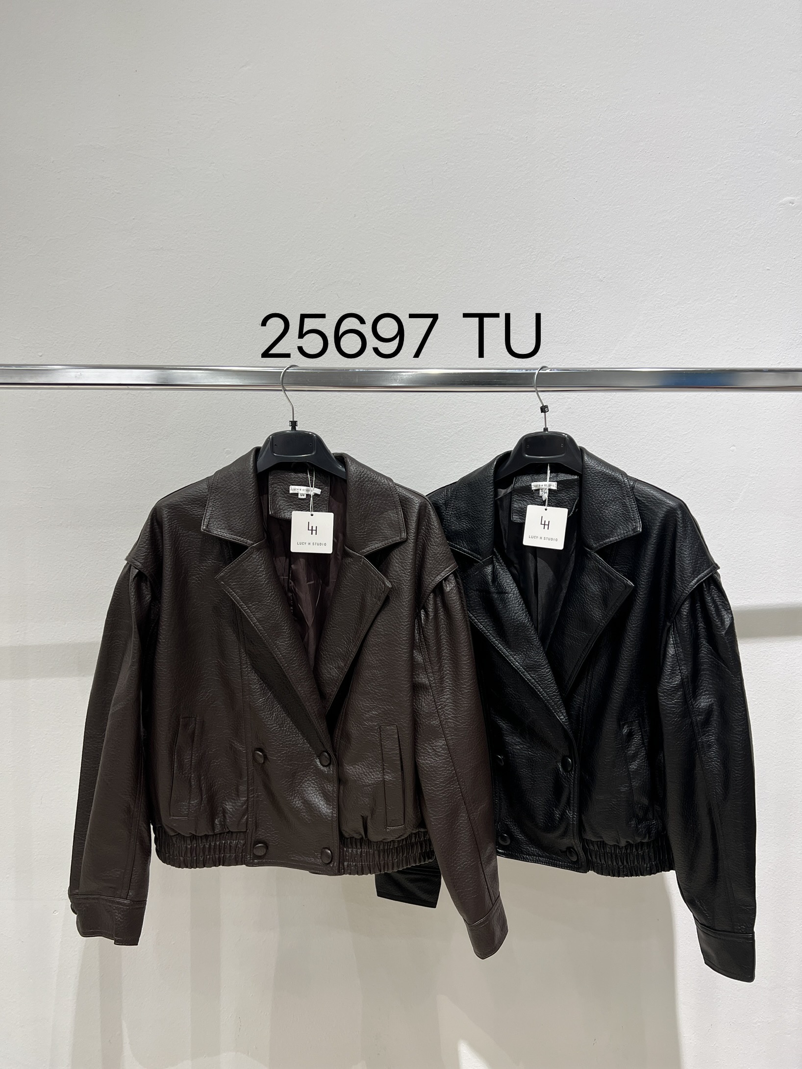 Short Double-Breasted Jacket with Lapels