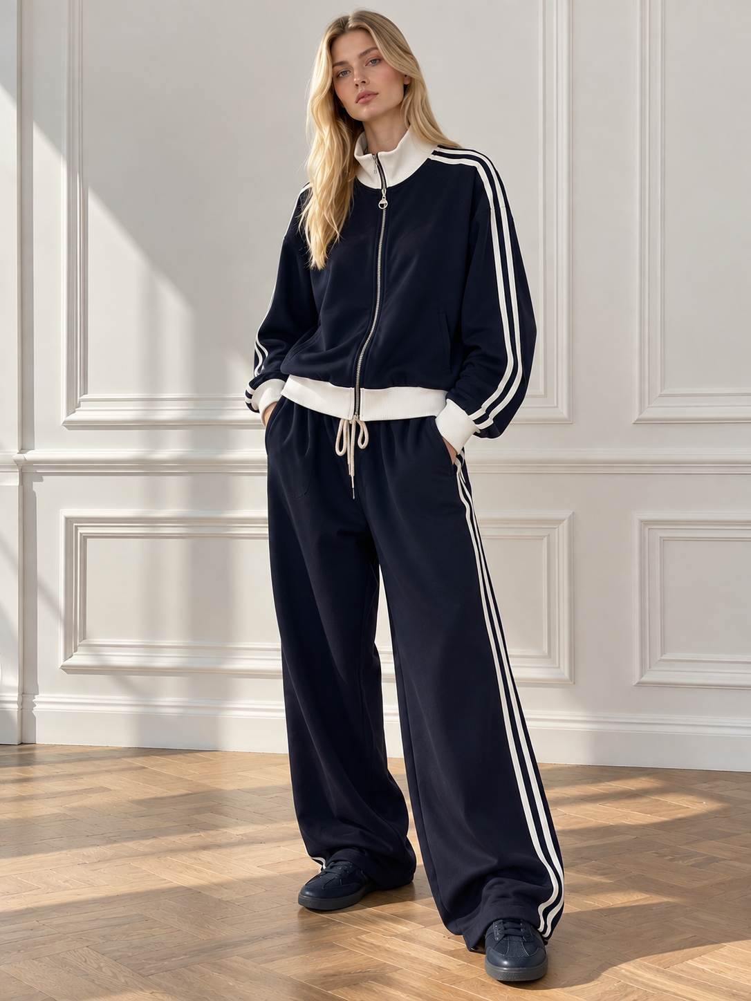Relaxed Tracksuit Set with Funnel Neck