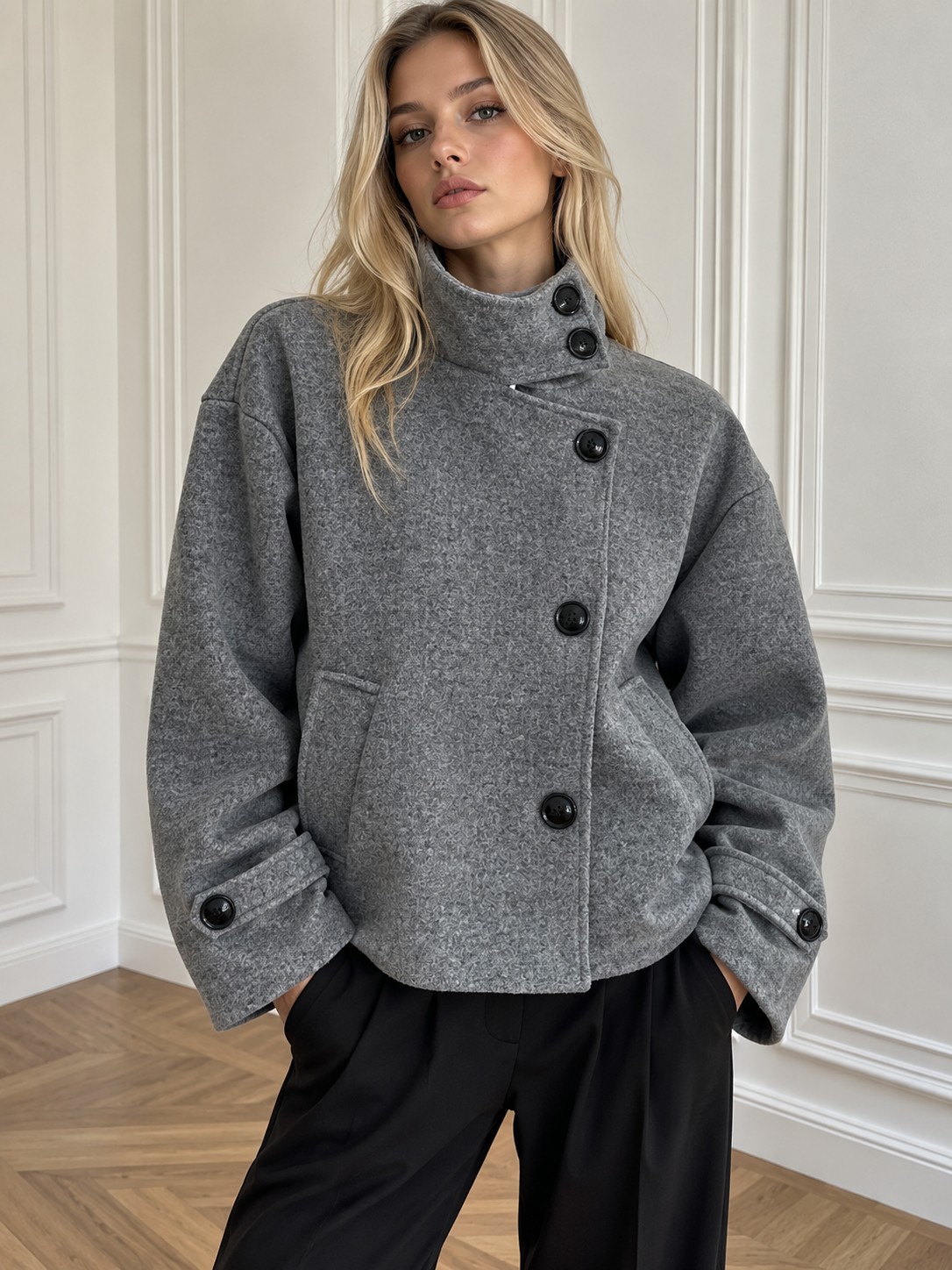 Oversized Stand-Collar Coat