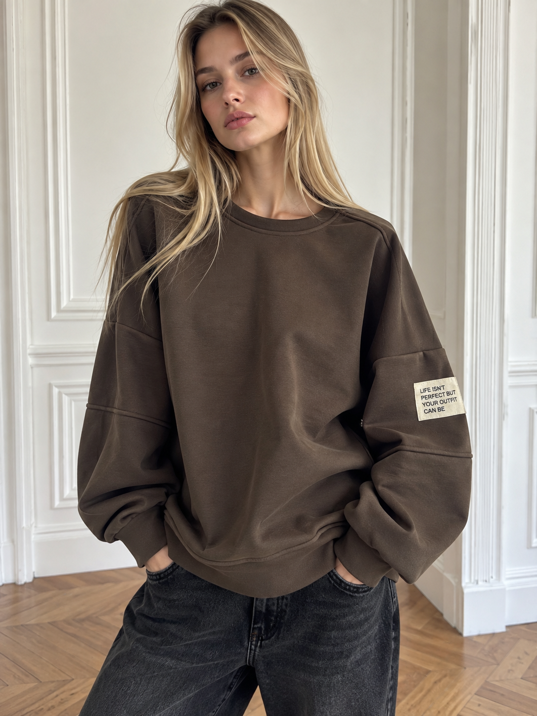 Oversized Button-Front Sweatshirt