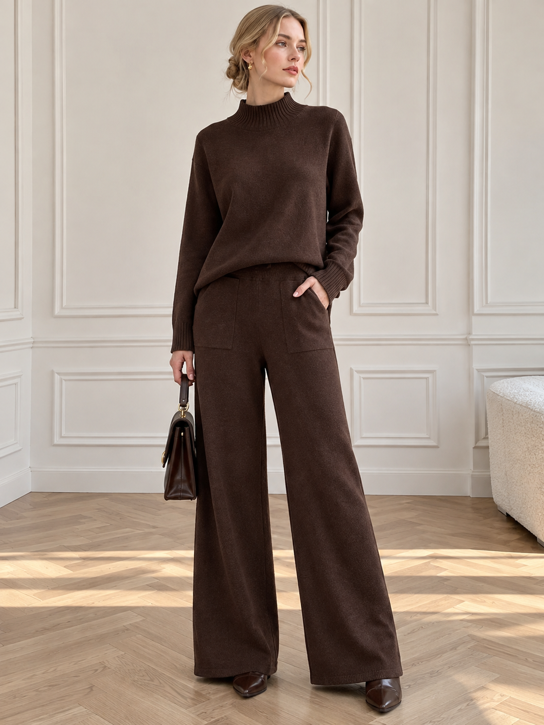 Knit Set with Mock Neck