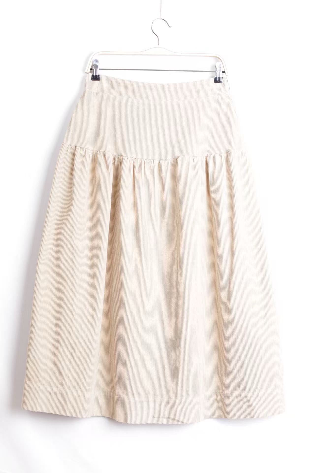 Corduroy Midi A‑Line Skirt