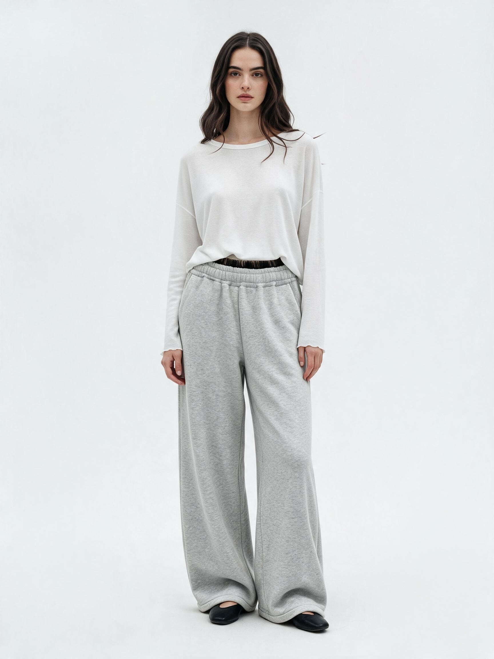 Wide-Leg Elastic Waist Trousers