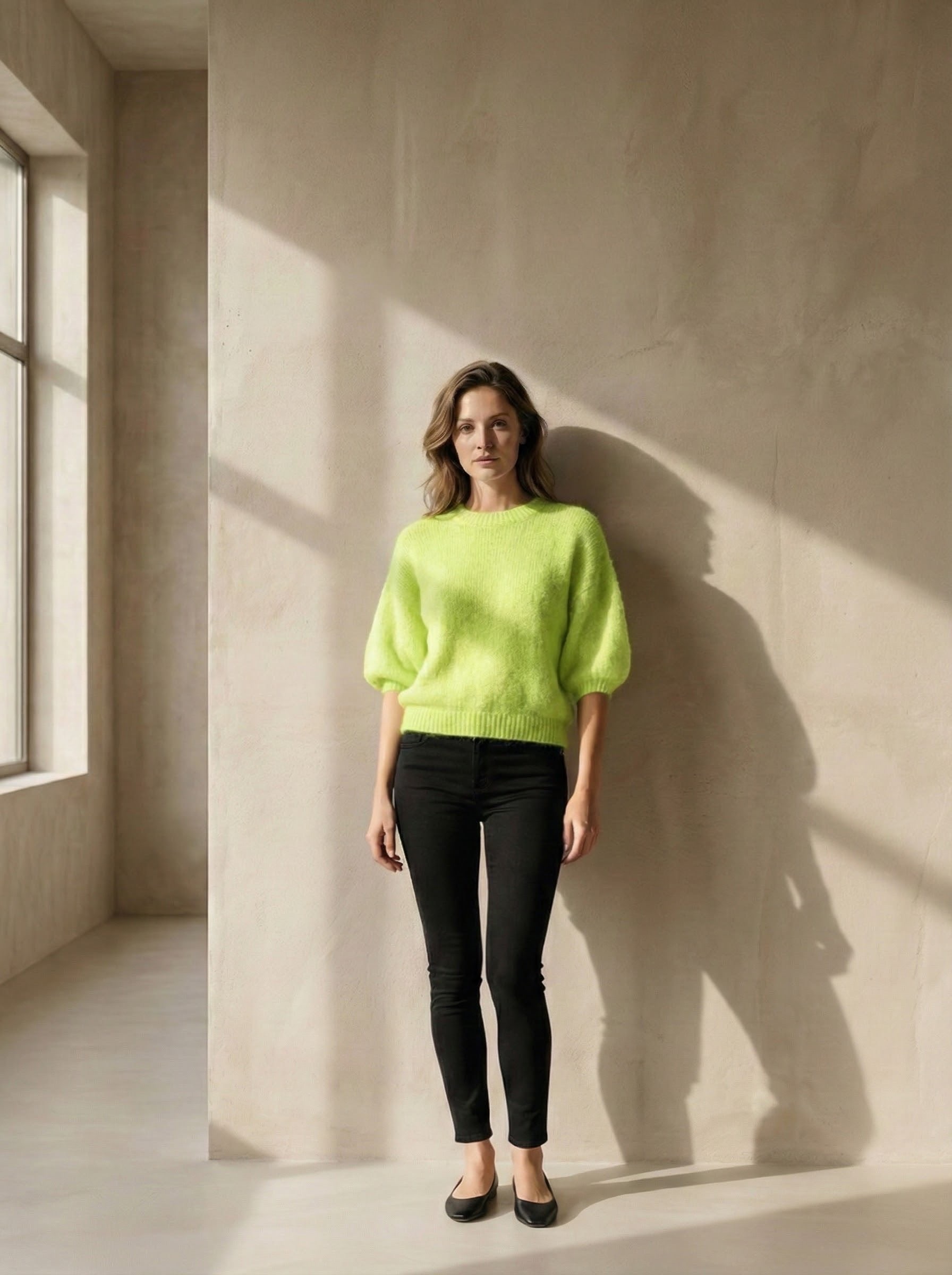 Fuzzy Puff-Sleeve Sweater