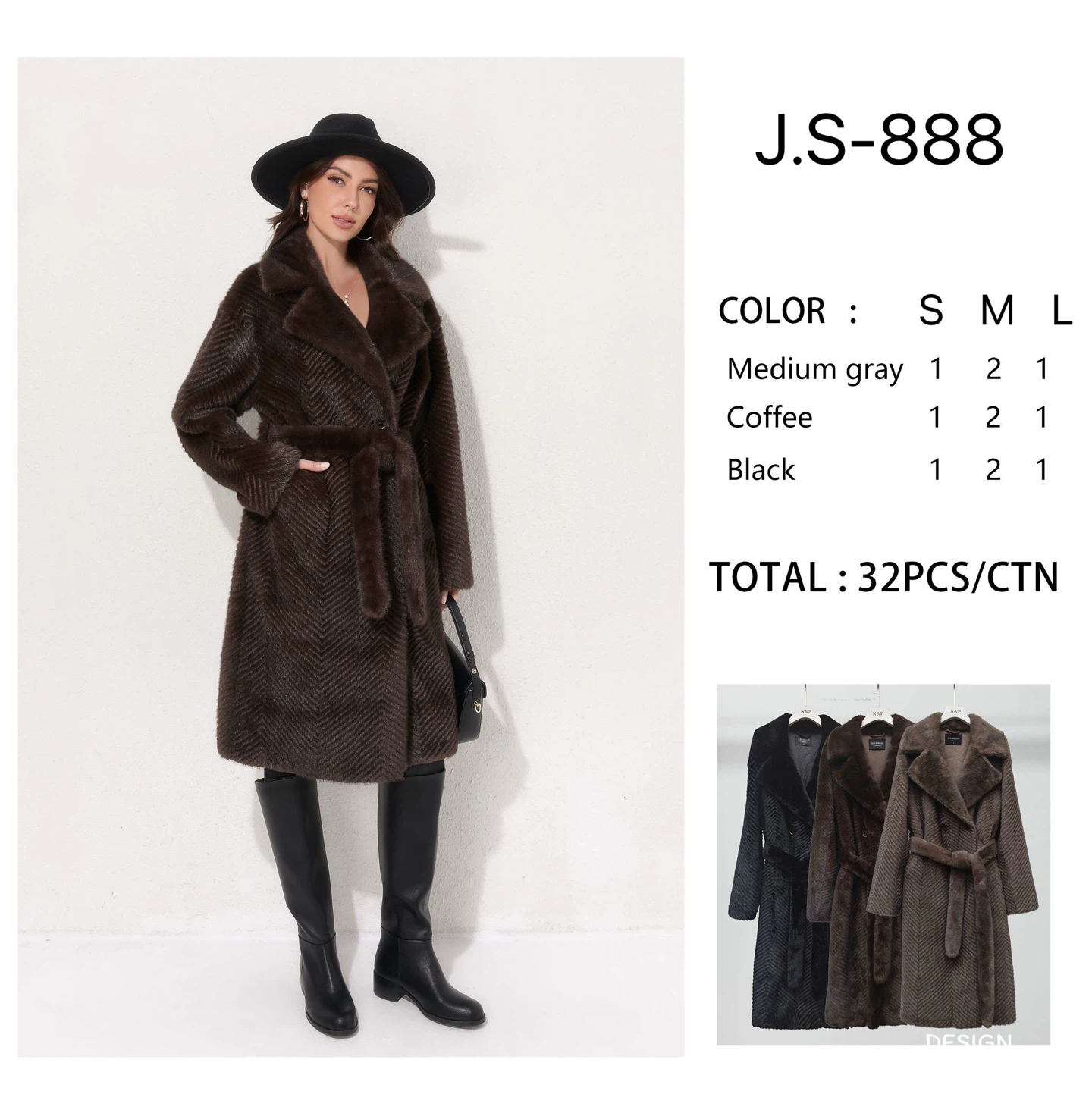 Belted Coat with Plush Collar