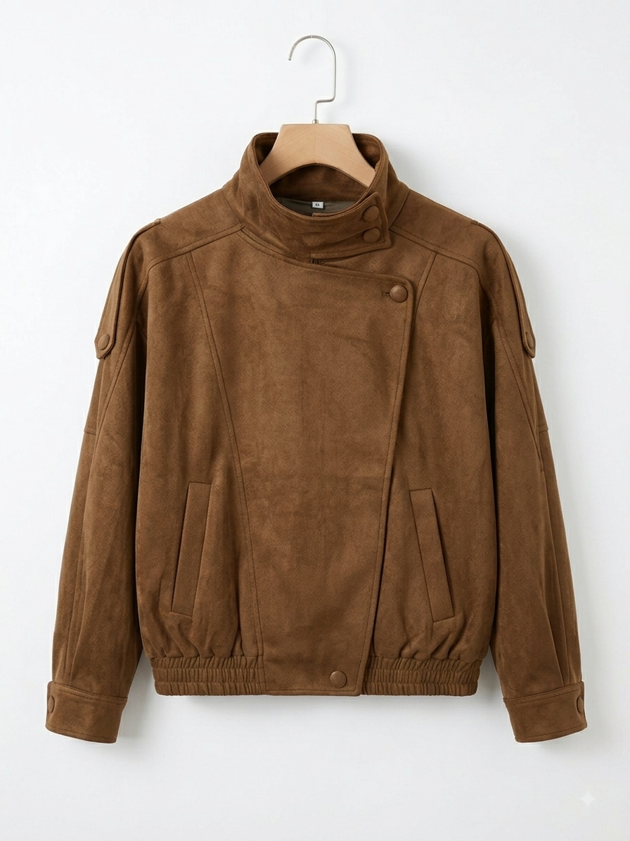 Cropped Jacket with Stand Collar