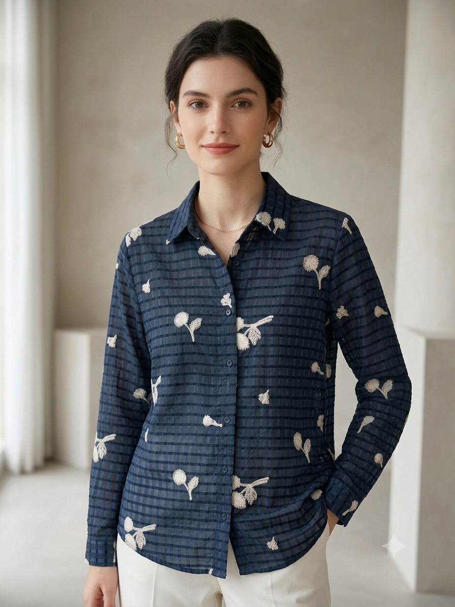 Embroidered Collar Shirt