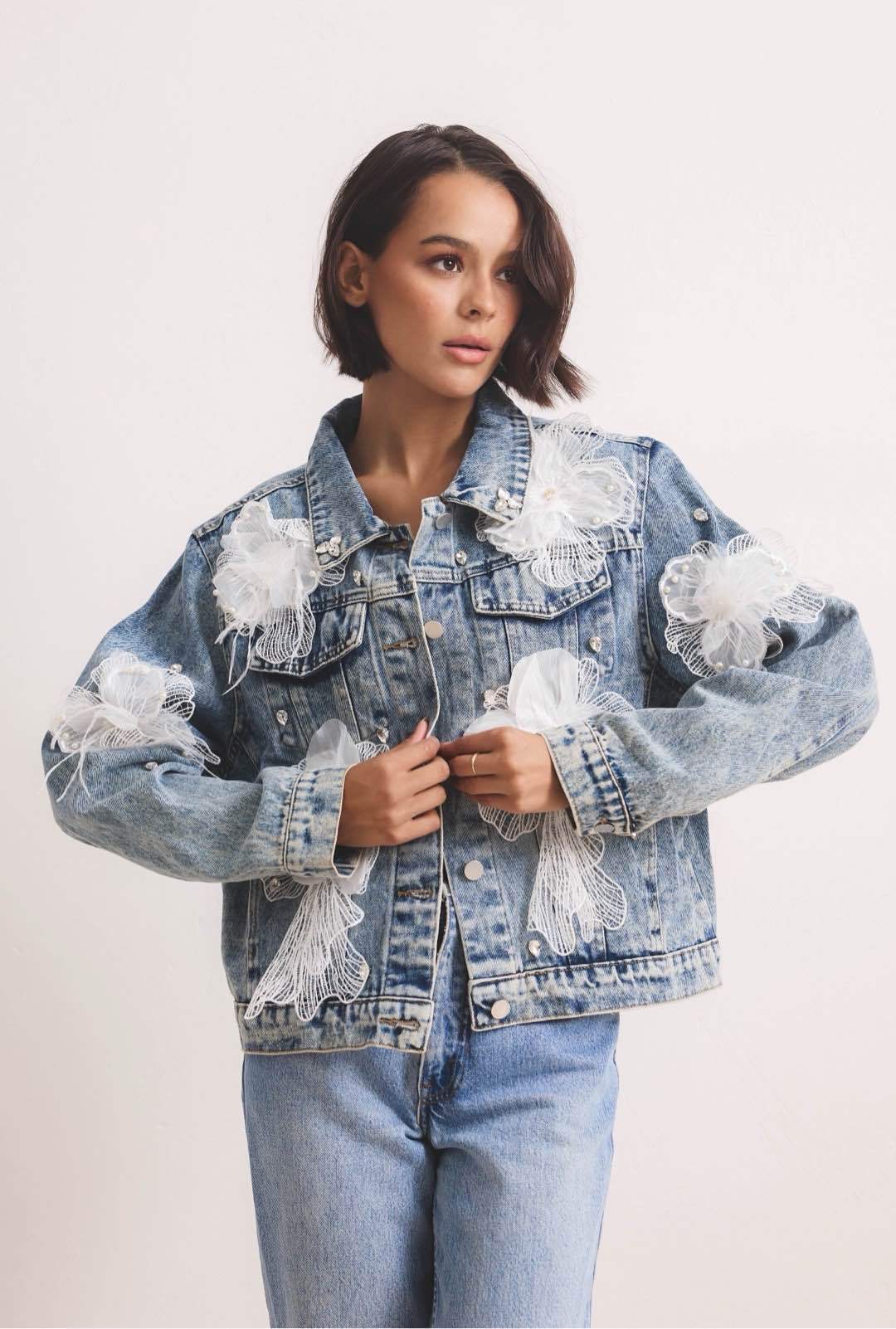 Denim Jacket with 3D Appliqué