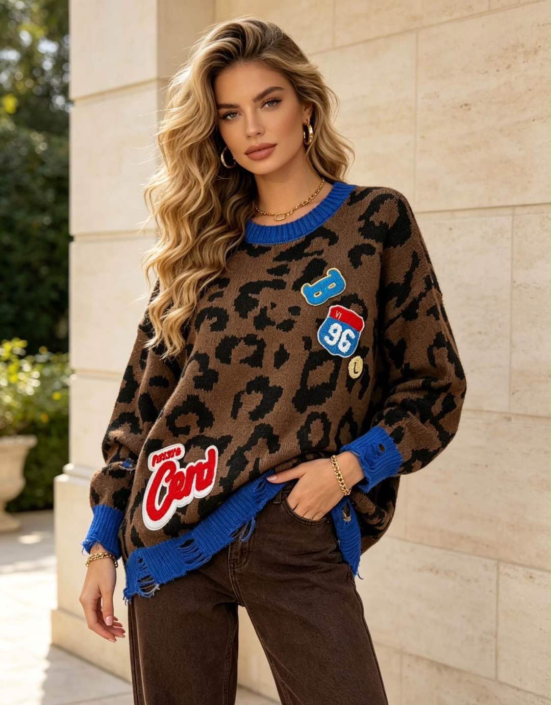 Oversized Animal-Print Sweater