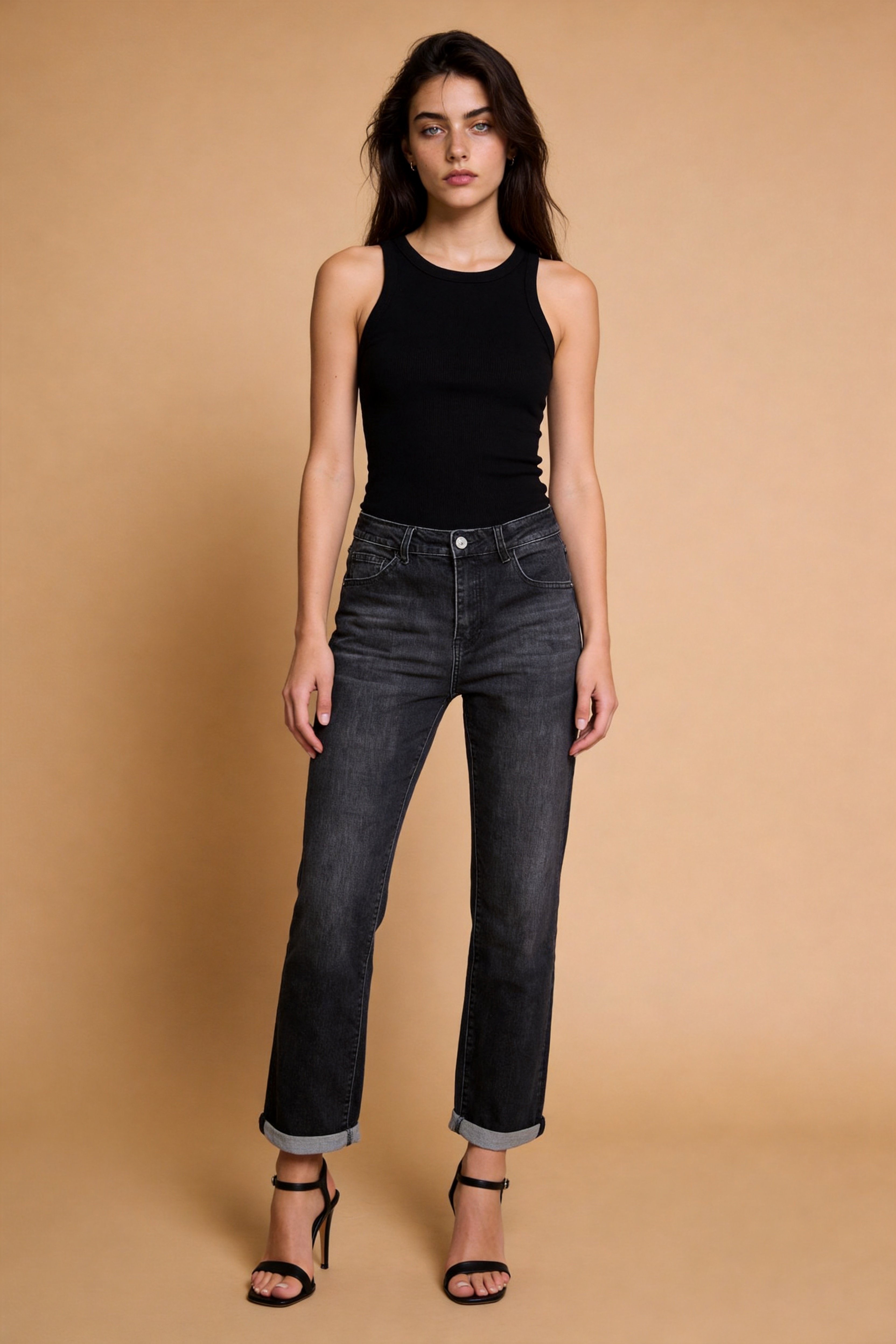 High‑Rise Straight Jeans