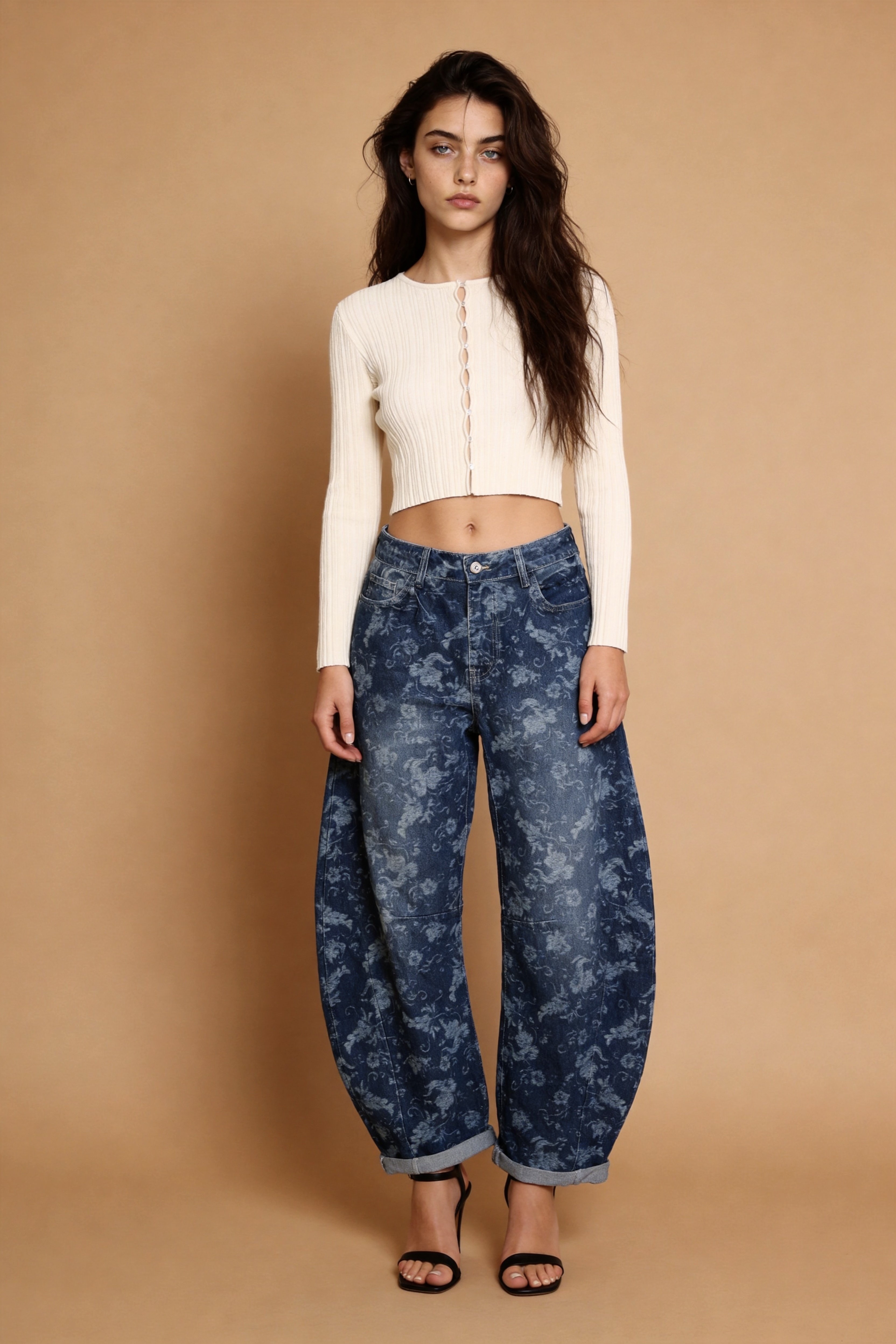 Wide-Leg Denim Trousers