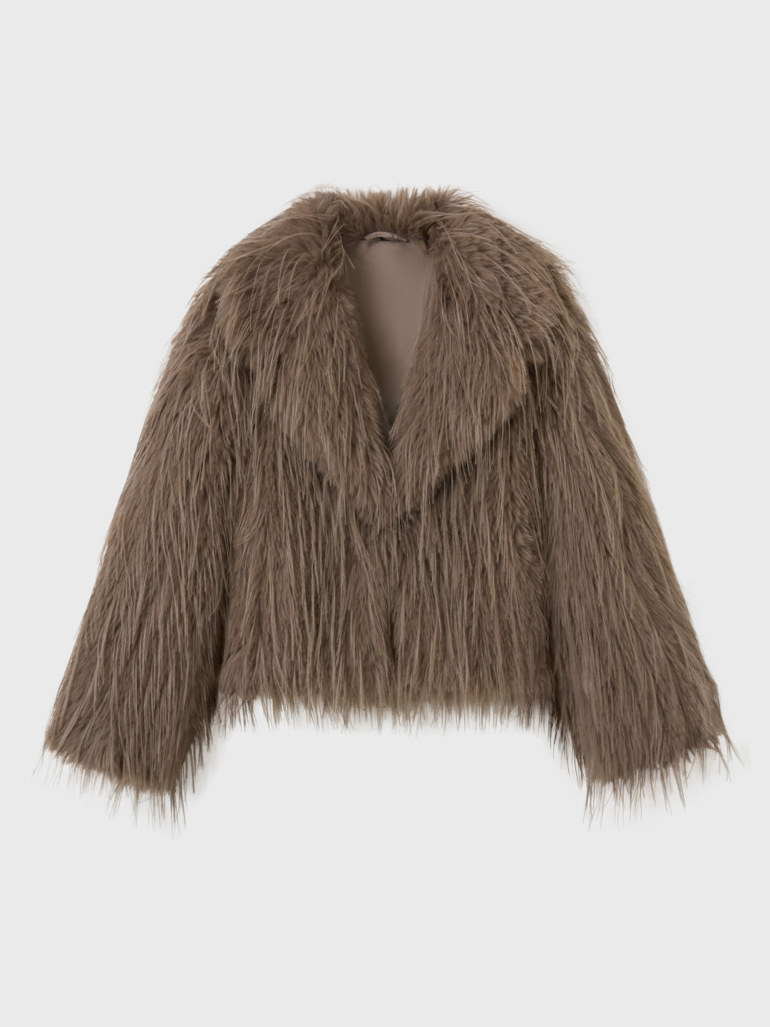 Cropped Long-Pile Faux Fur Jacket