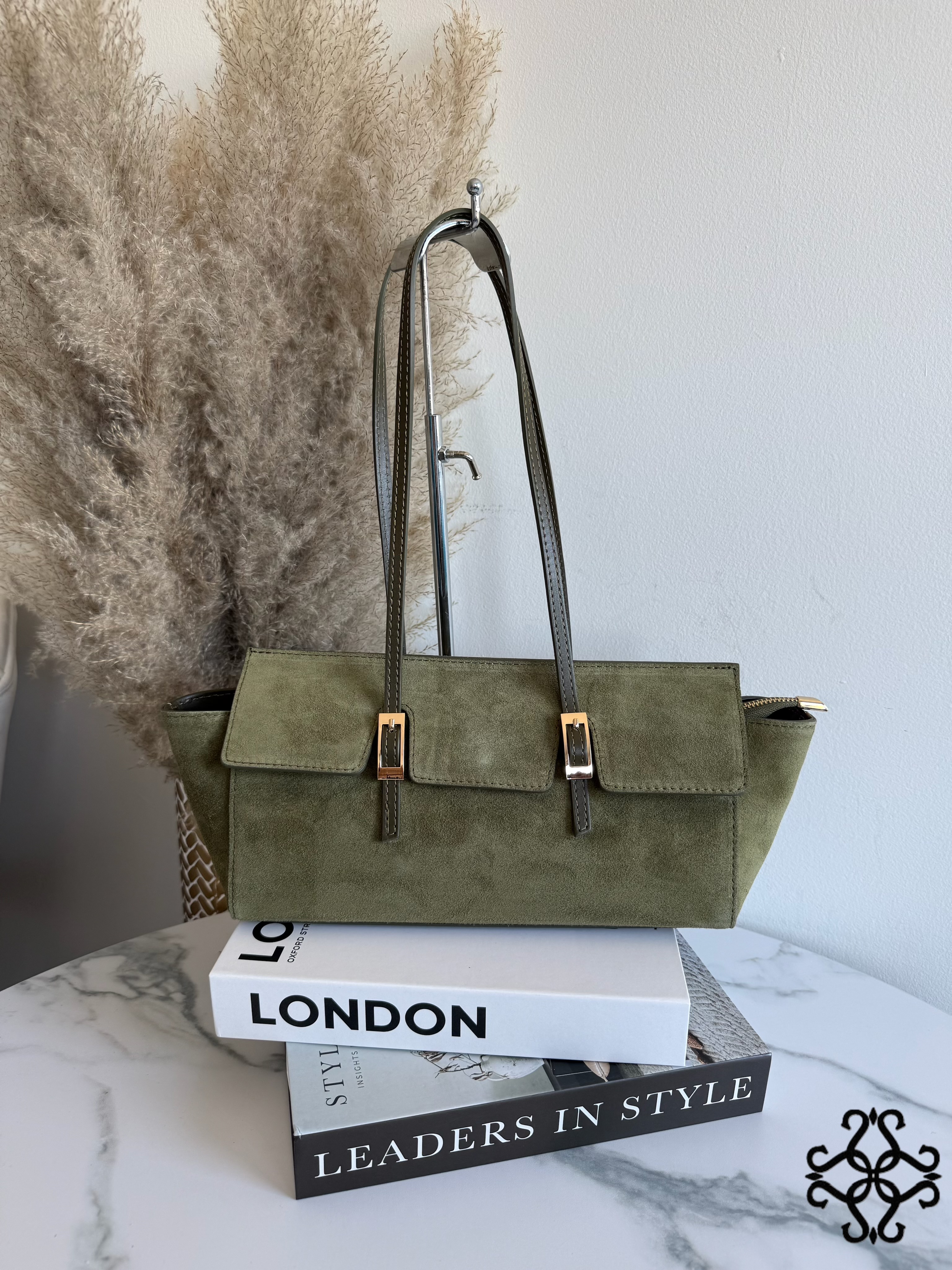 Suede Flap Shopper Bag