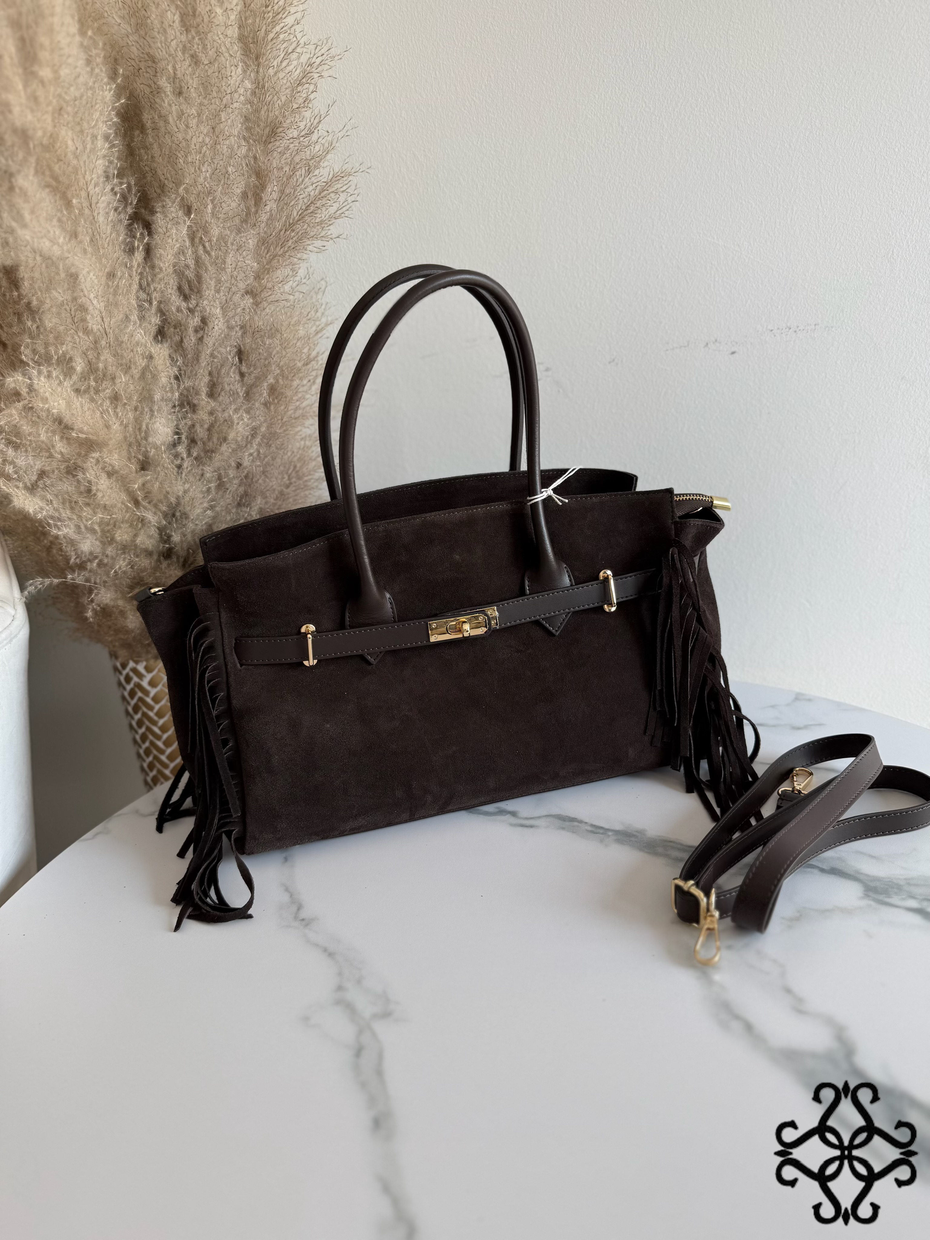 Suede Fringe Shopper Bag