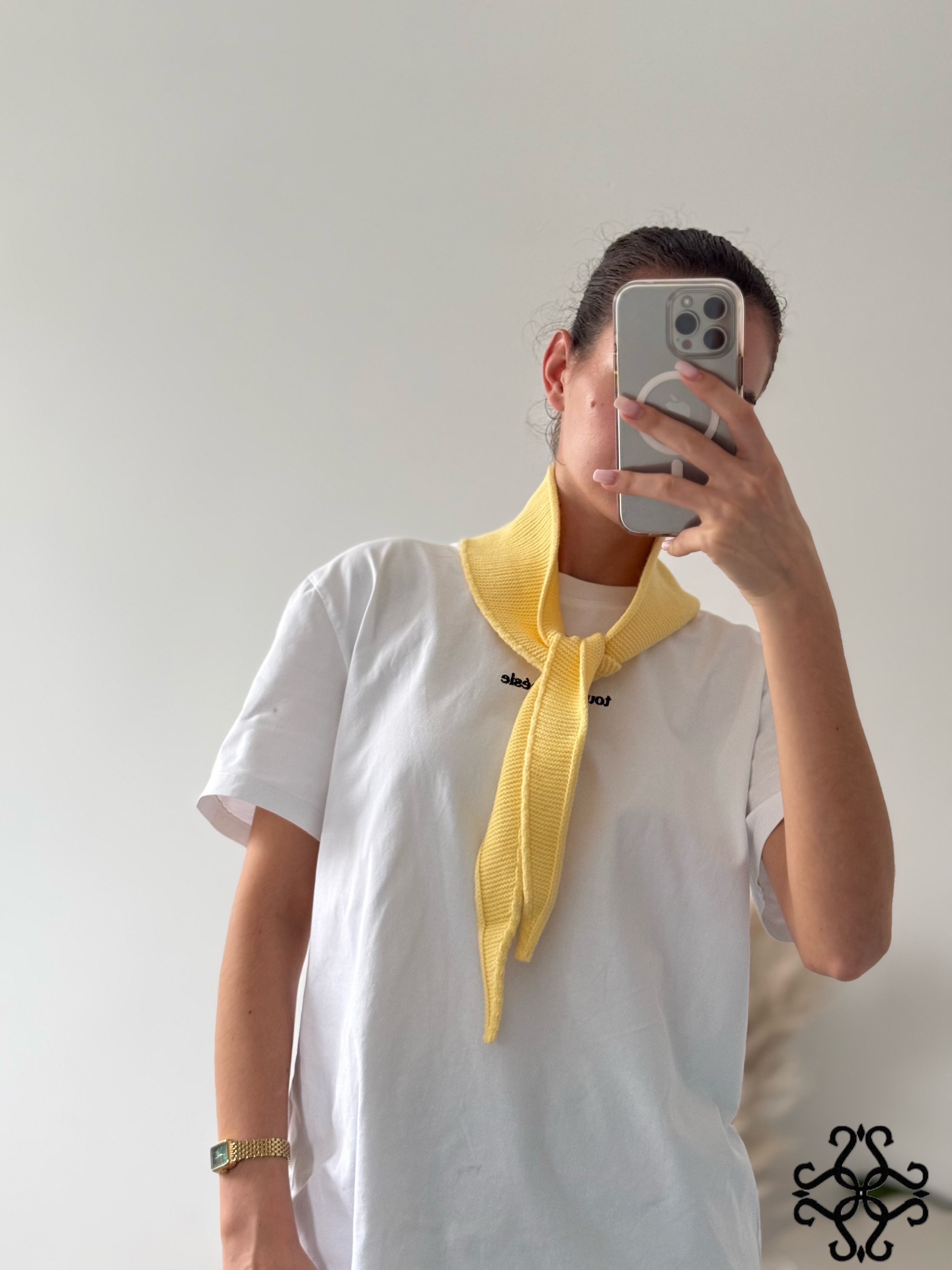 Knitted Mini Scarf with Ties