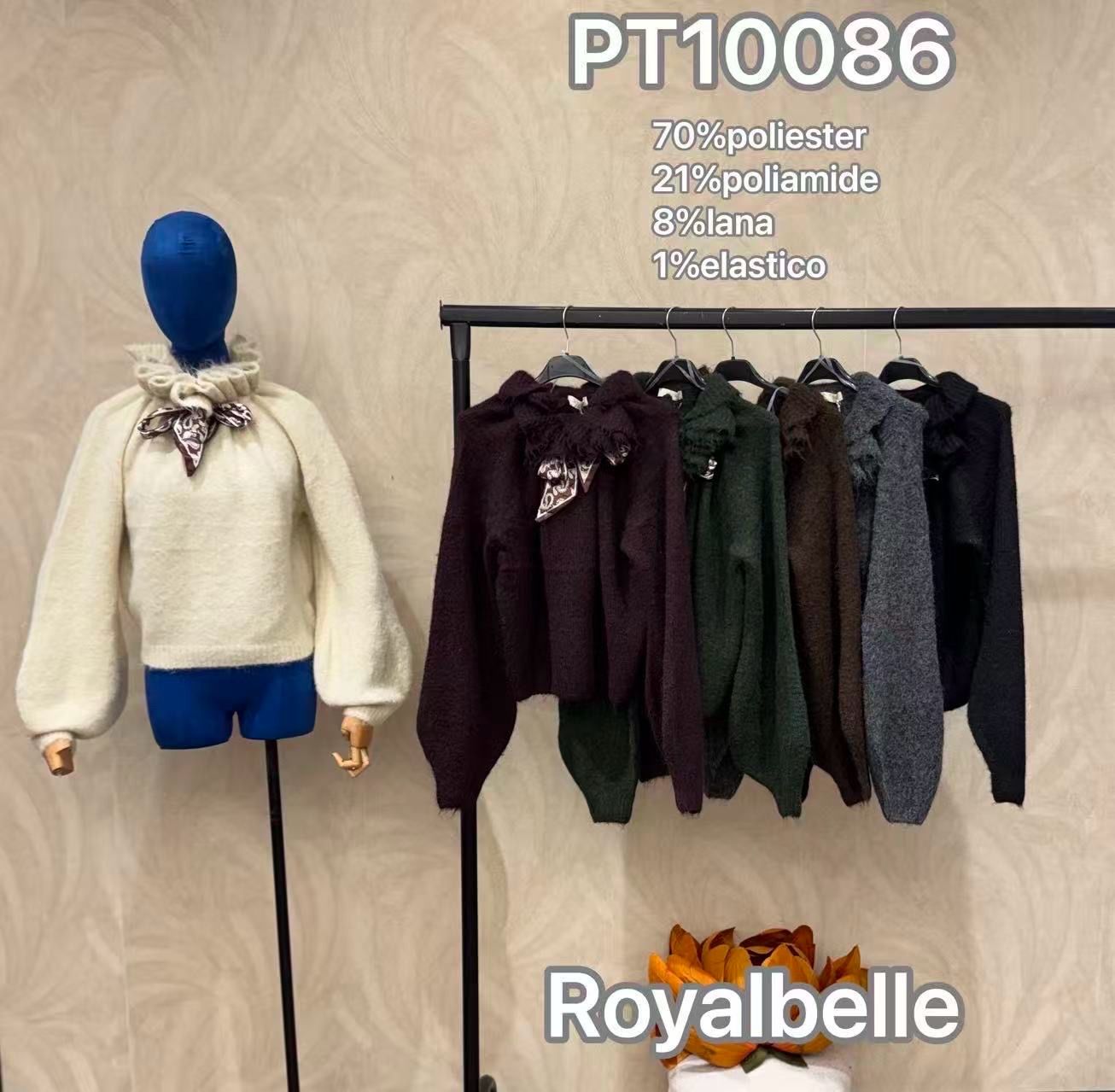 Balloon-Sleeve Turtleneck Sweater