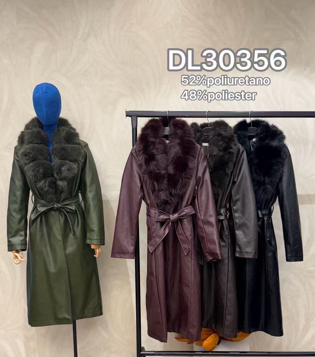 Midi Faux-Leather Coat with Belt
