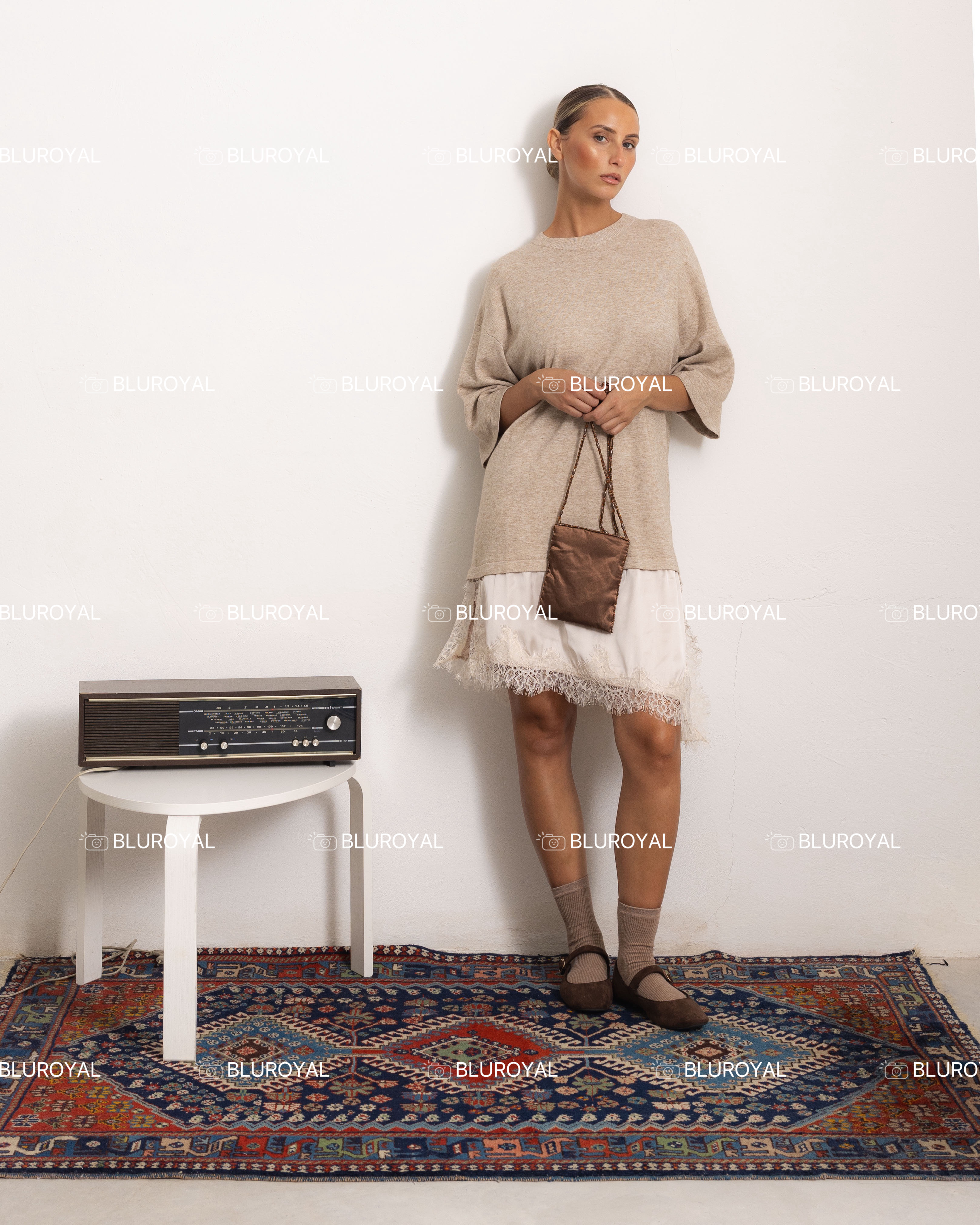 A-line Dress with Lace Trim