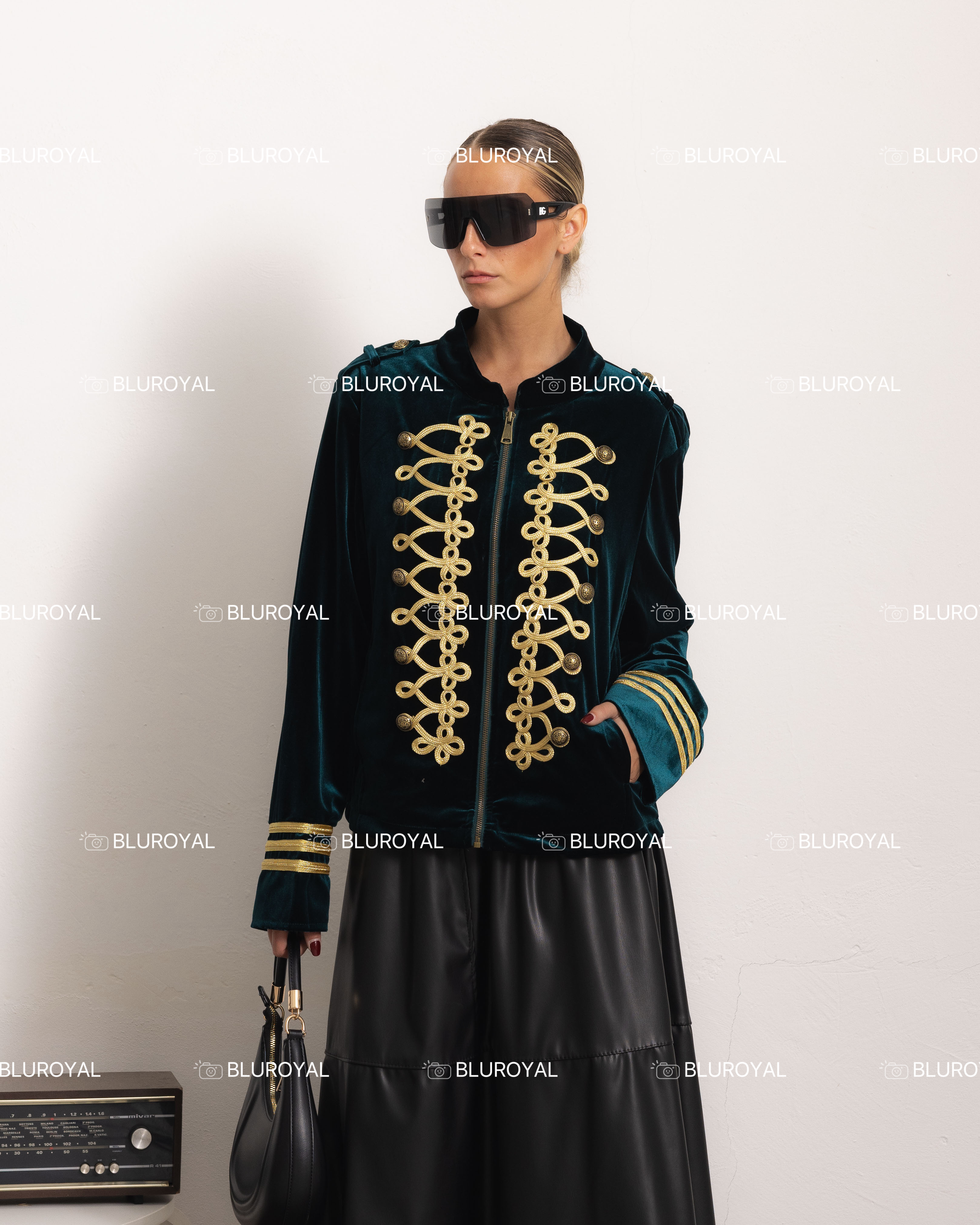 Velour Stand-Collar Jacket