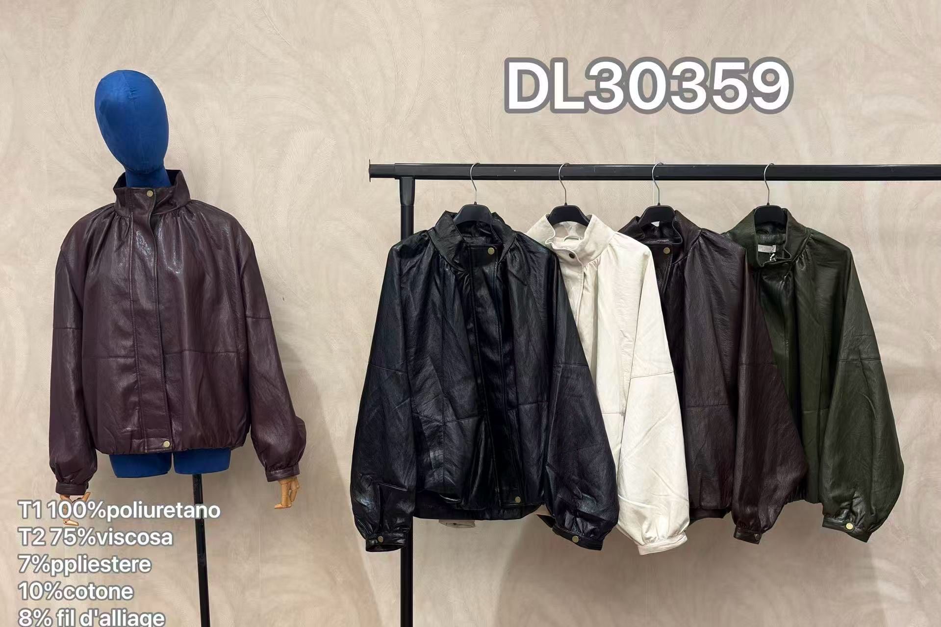 Eco-Leather Bomber Jacket with Stand Collar