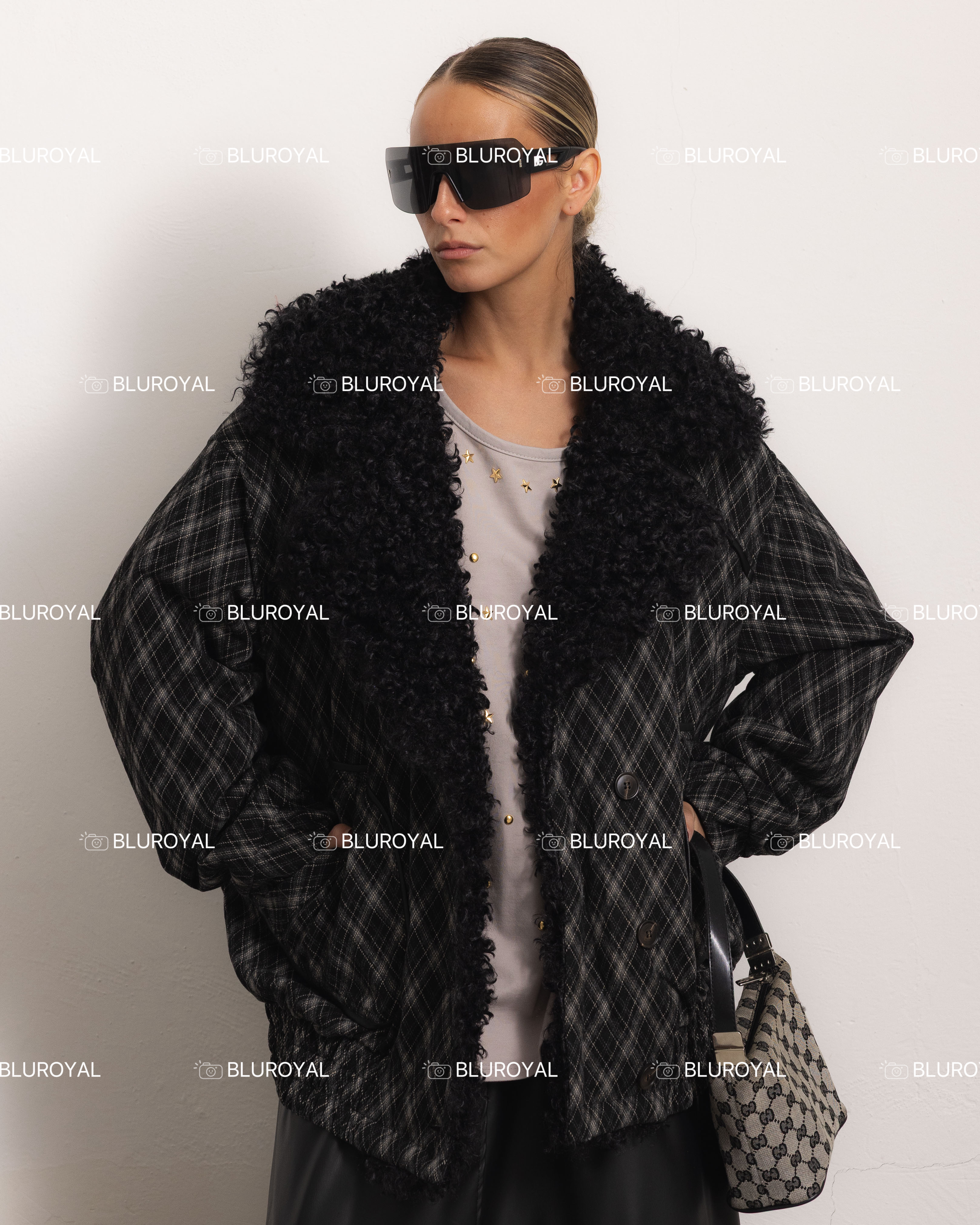 Oversized Checked Jacket