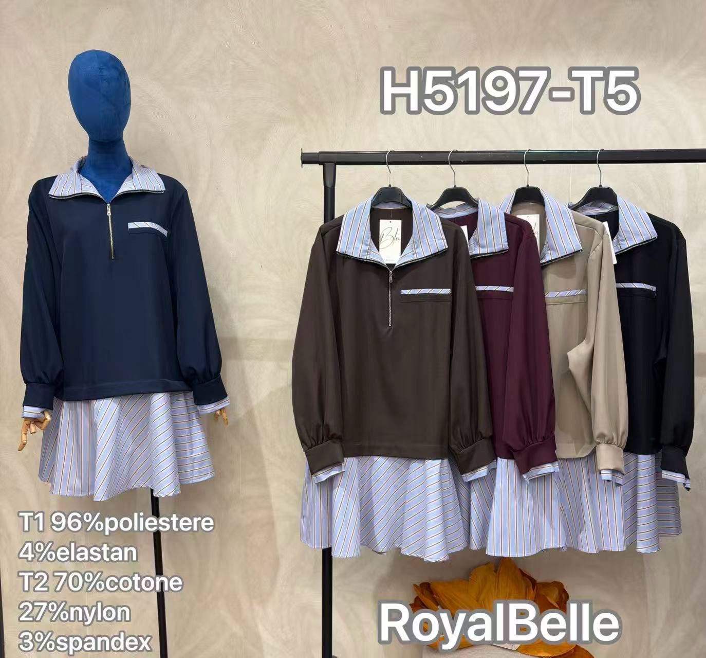 Pleated Shirt-Style Set
