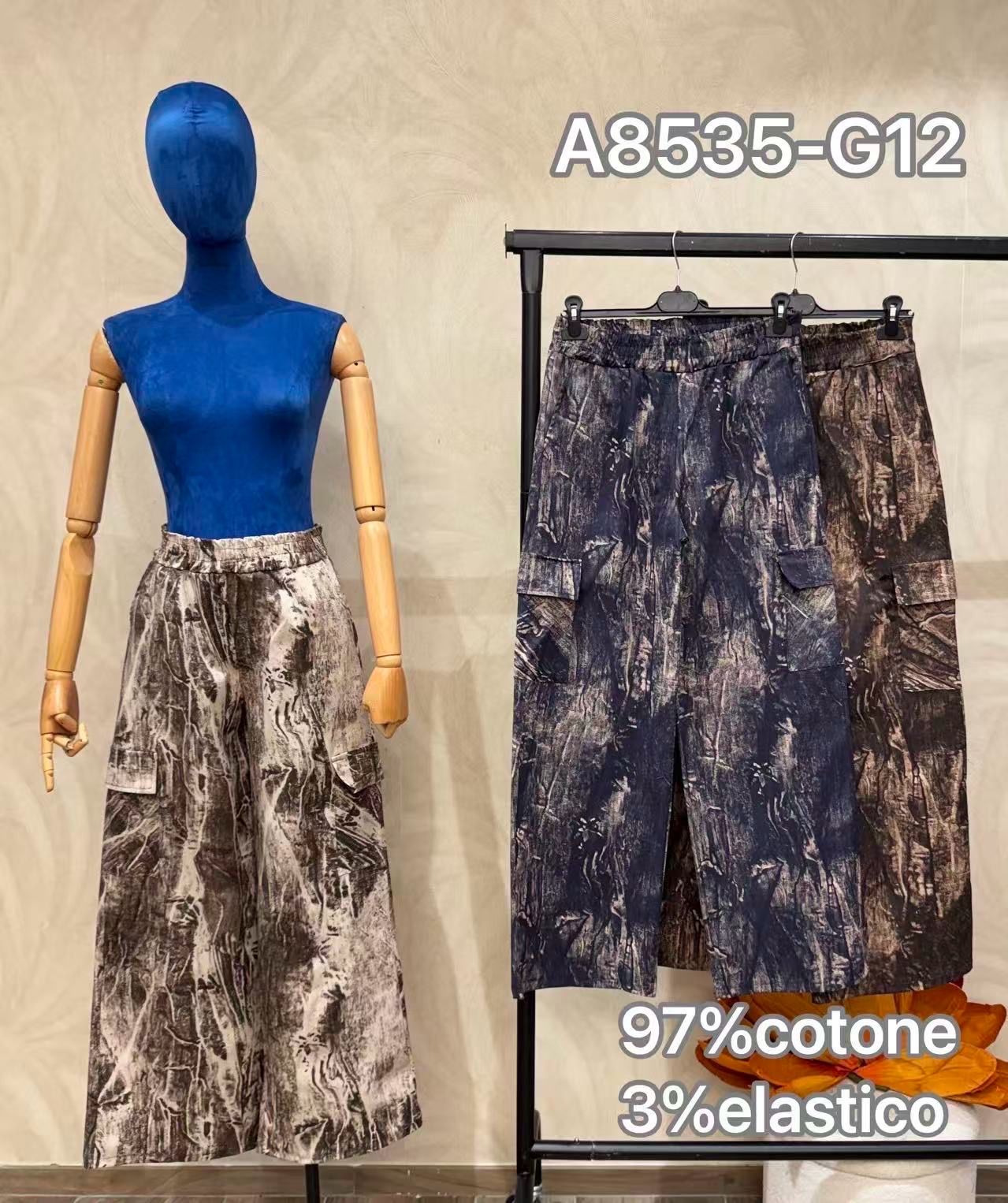 Loose Cargo Trousers — Abstract Print