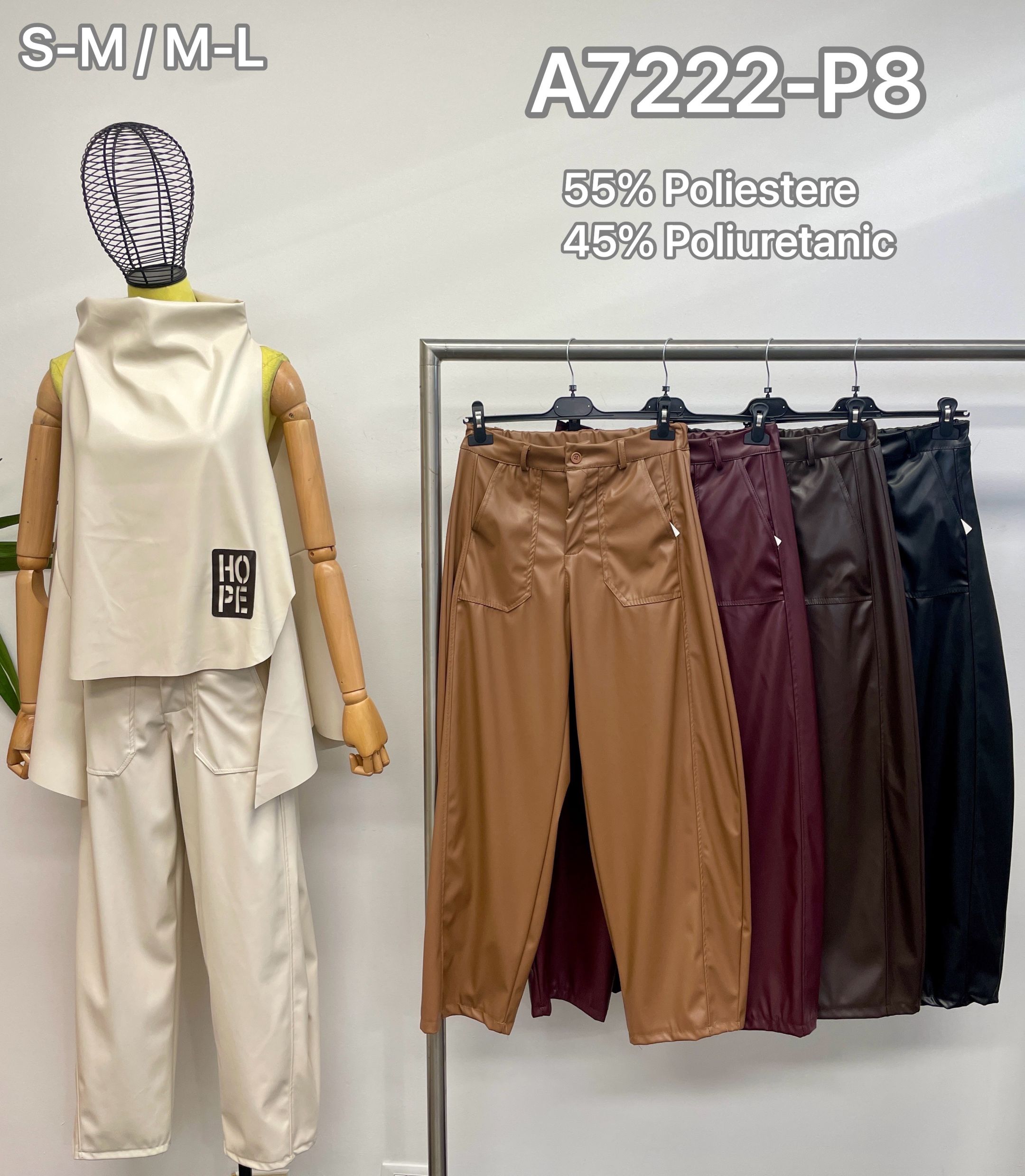 Straight High‑Waist Faux Leather Trousers
