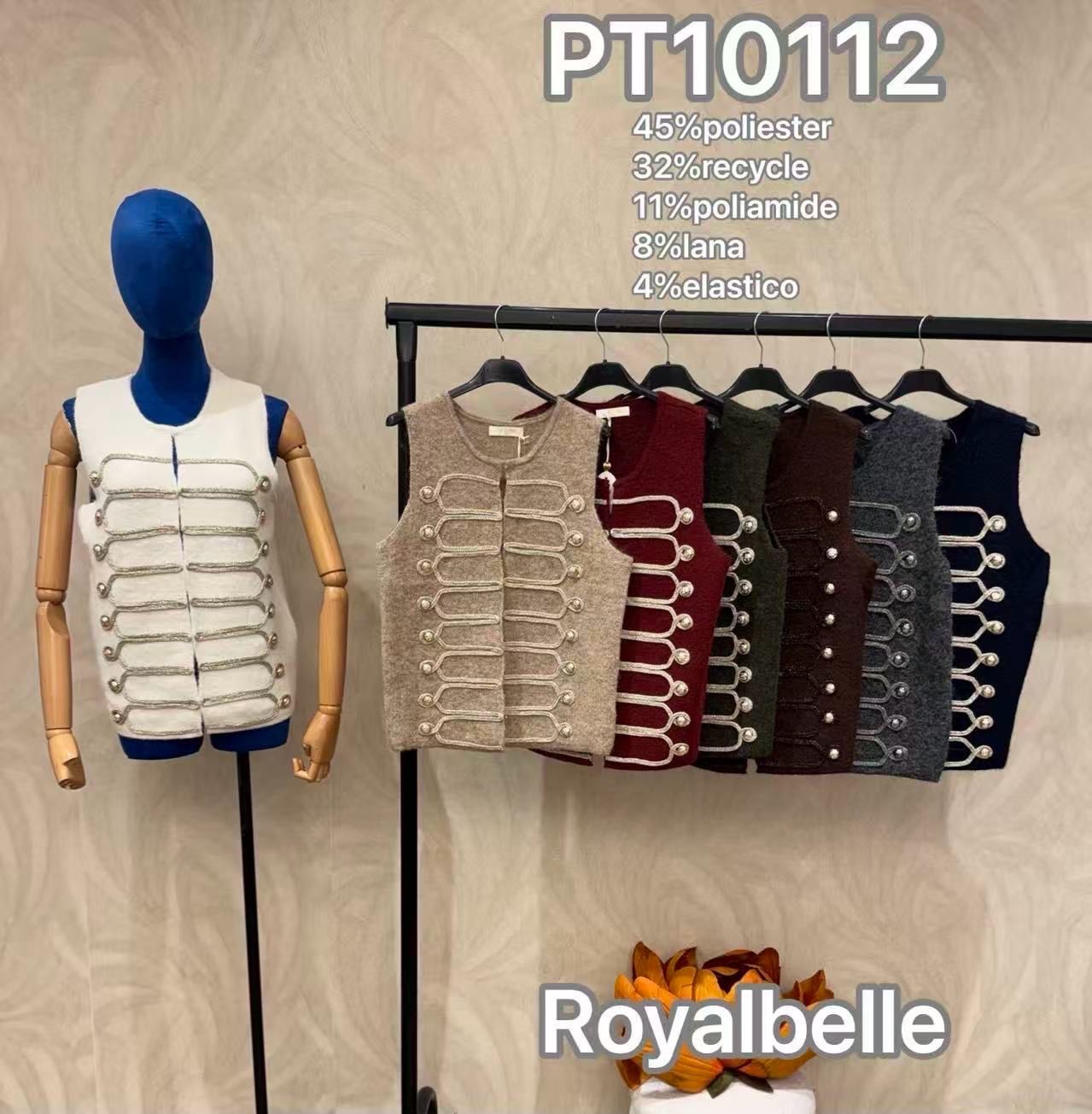 Straight Vest with Decorative Buttons