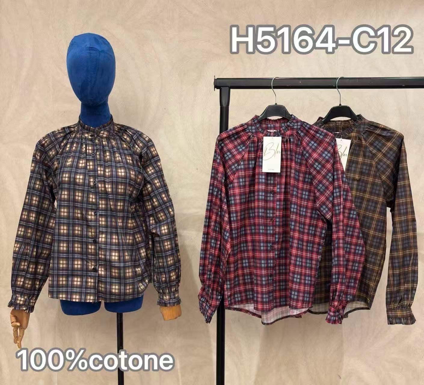 Checked Jacket with Stand Collar