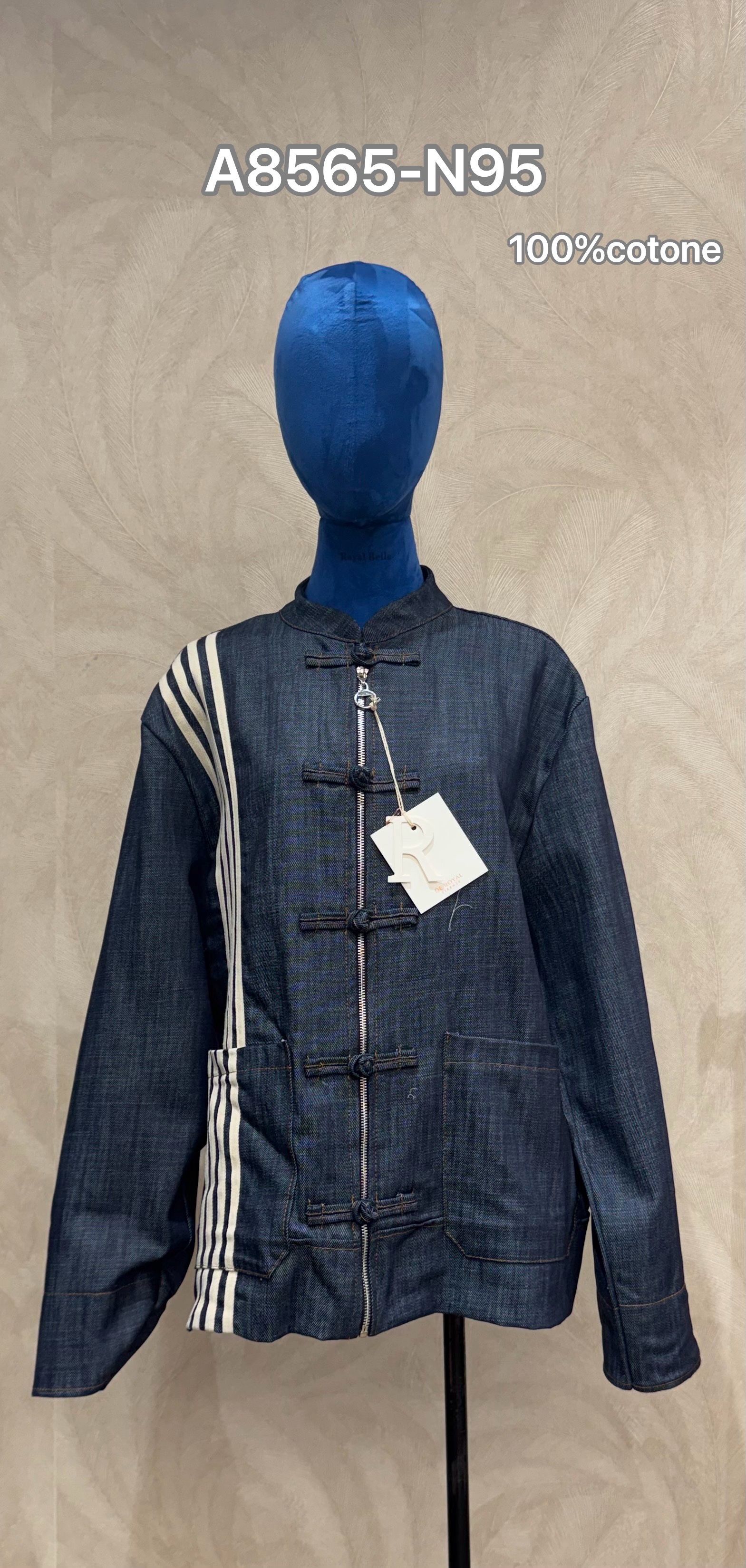 Denim Jacket with Stand Collar