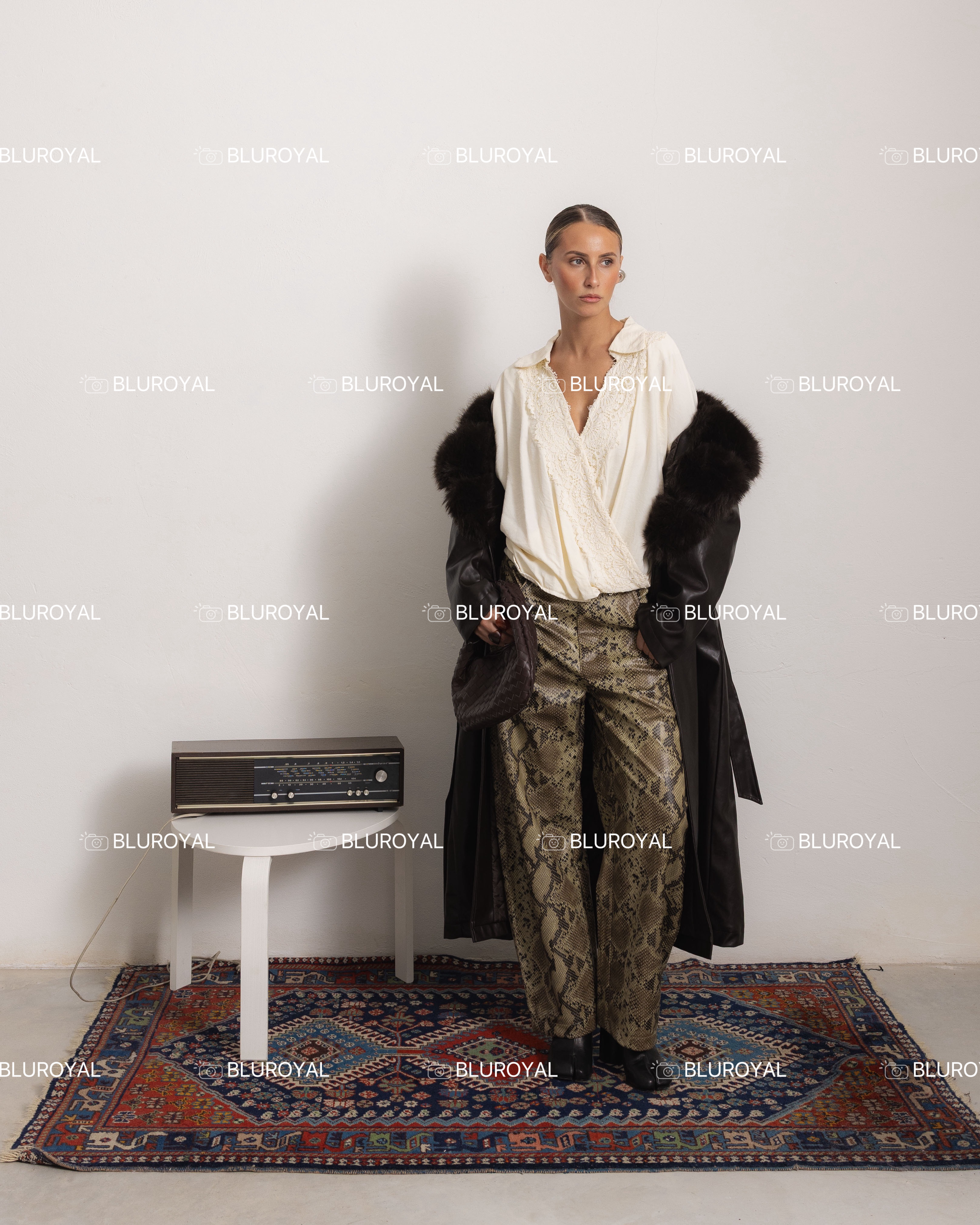 Straight Trousers with Snake Print