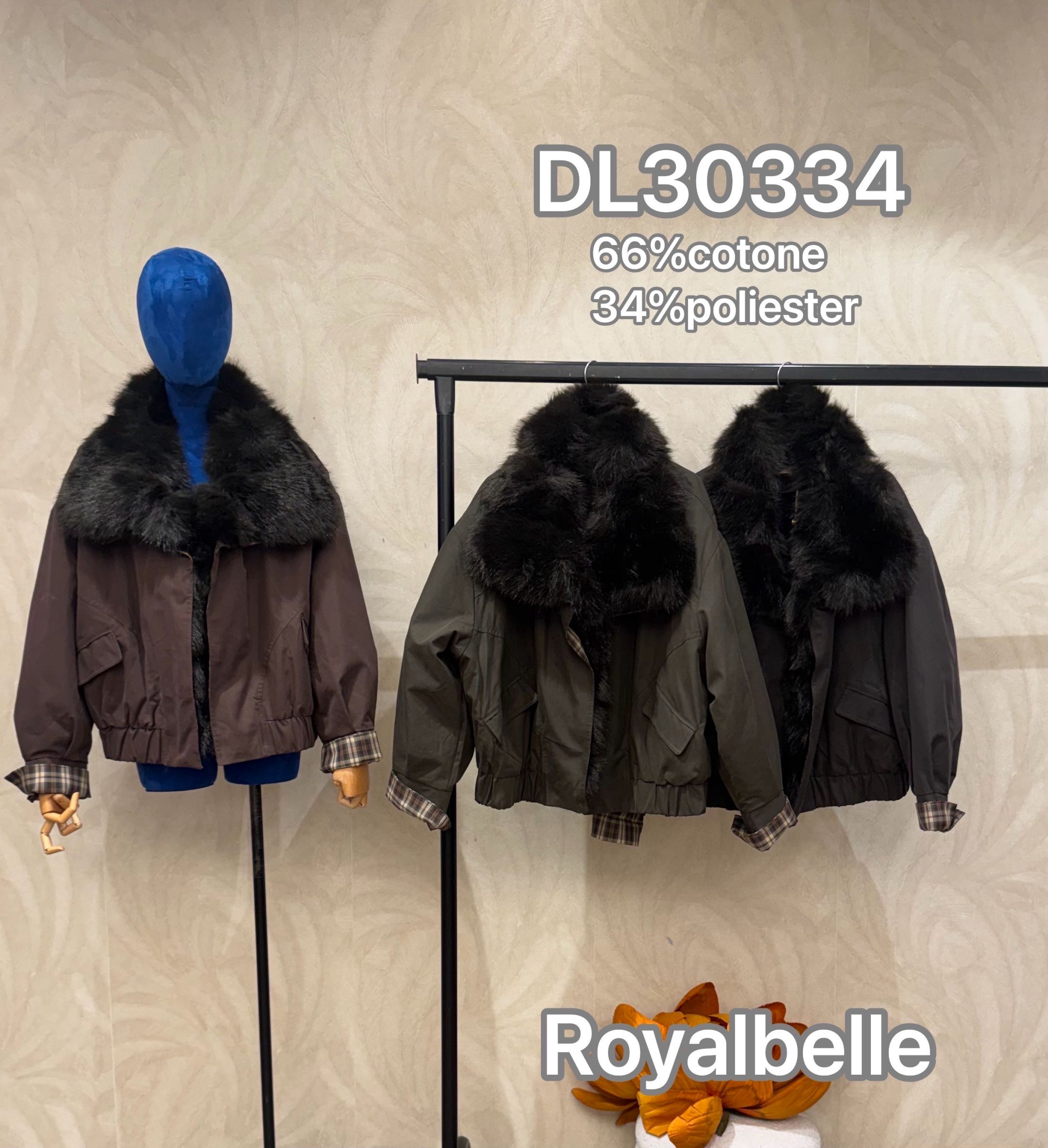 Short Jacket with Faux-Fur Collar