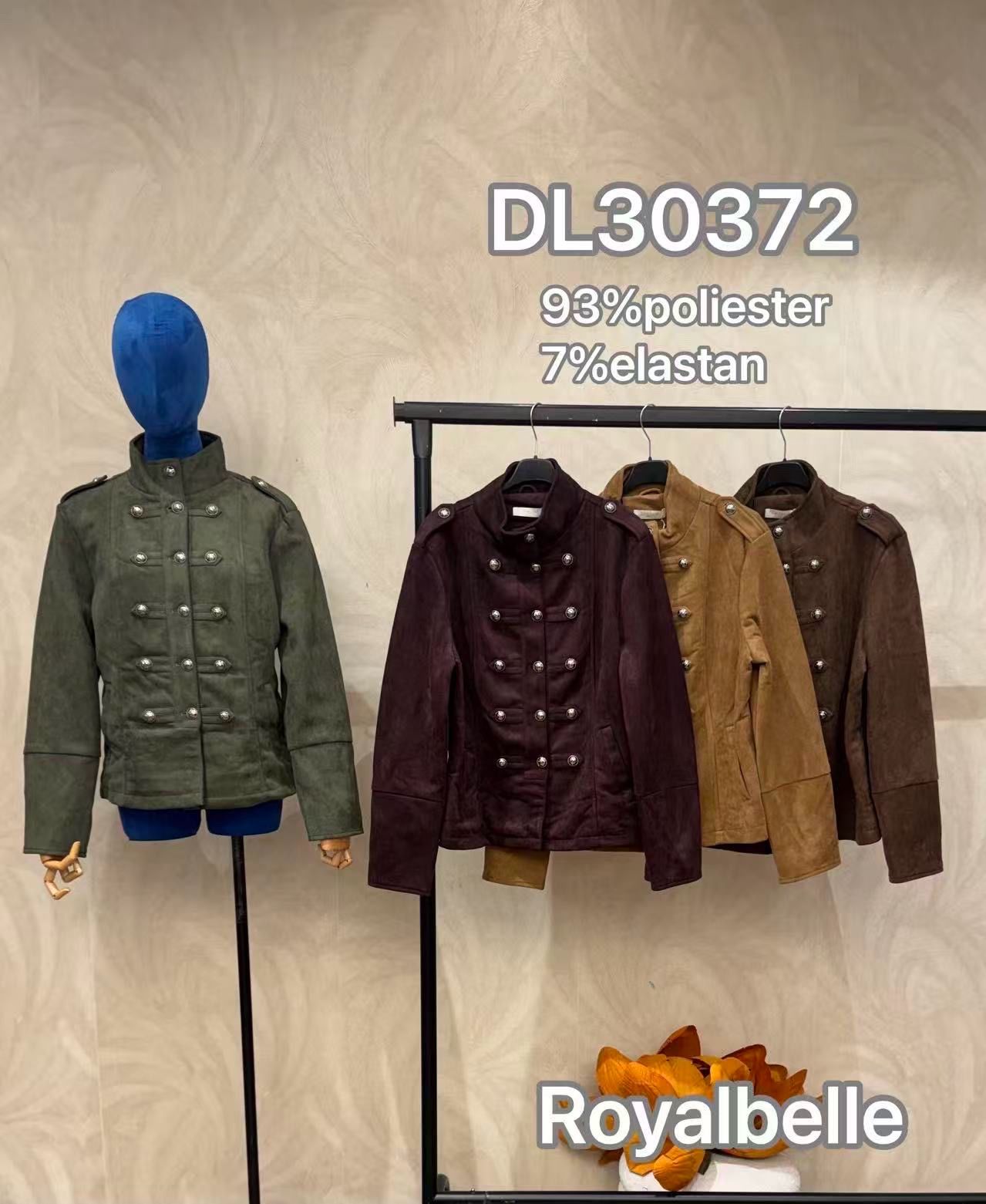 Cropped Stand‑Collar Jacket with Buttons