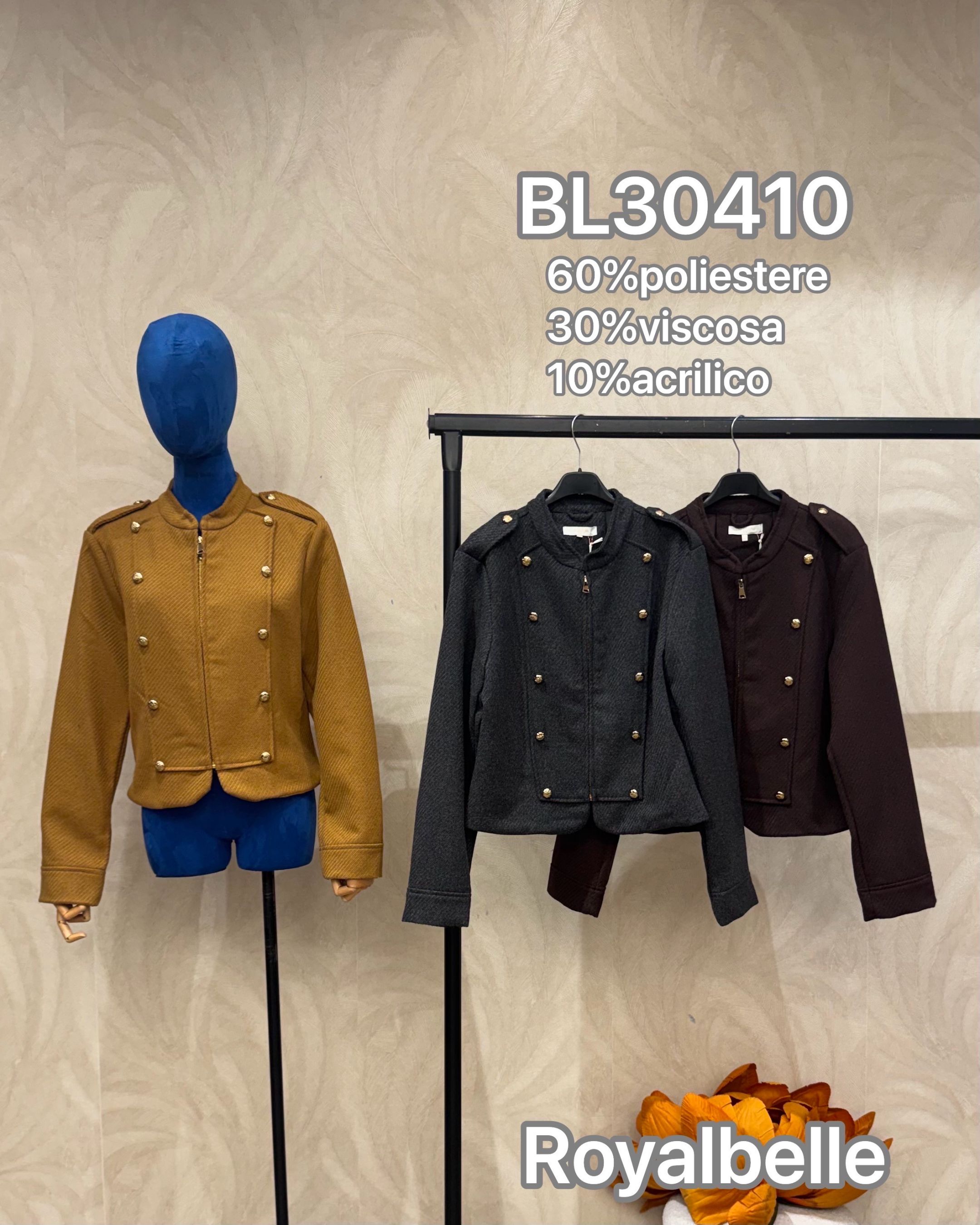 Short Stand‑Collar Jacket with Buttons