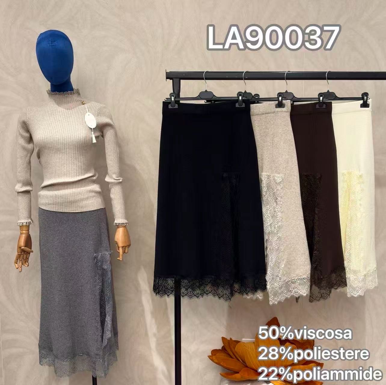 Straight Maxi Skirt with Lace Trim