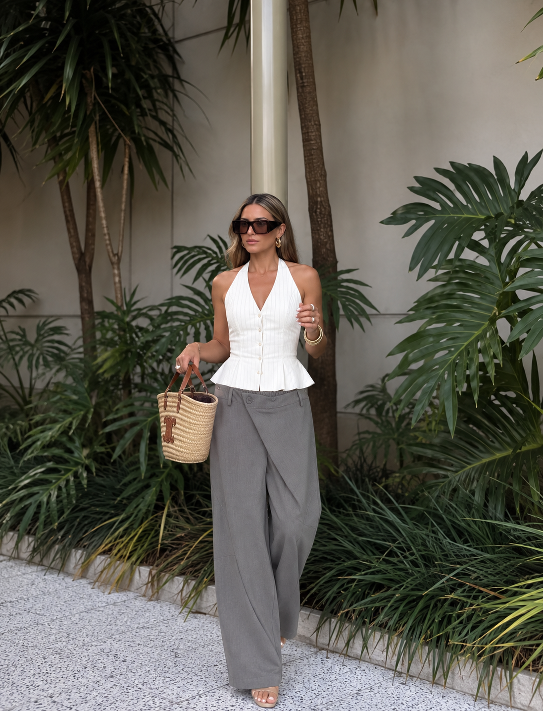 High‑Waist Wide Leg Trousers