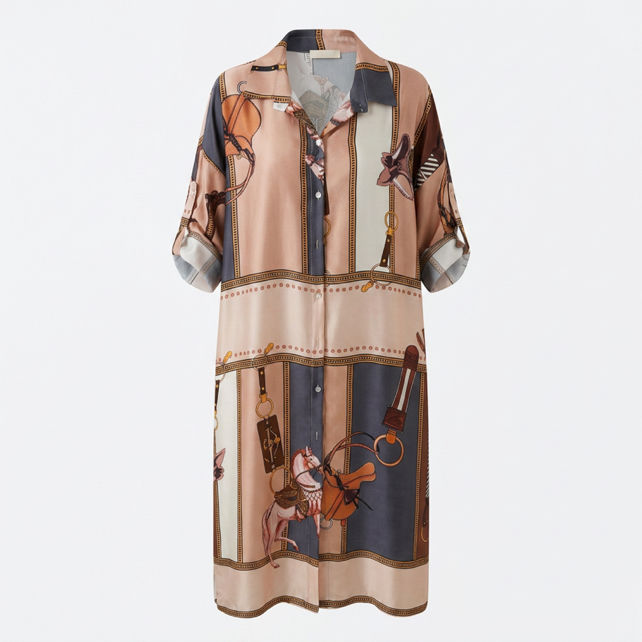 Mid-Length Shirt Dress Stripes & Chains