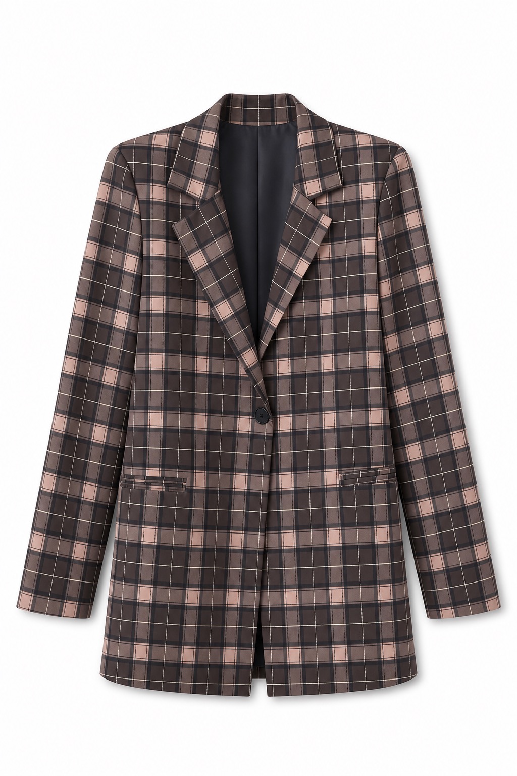 Long Tailored Blazer in Check