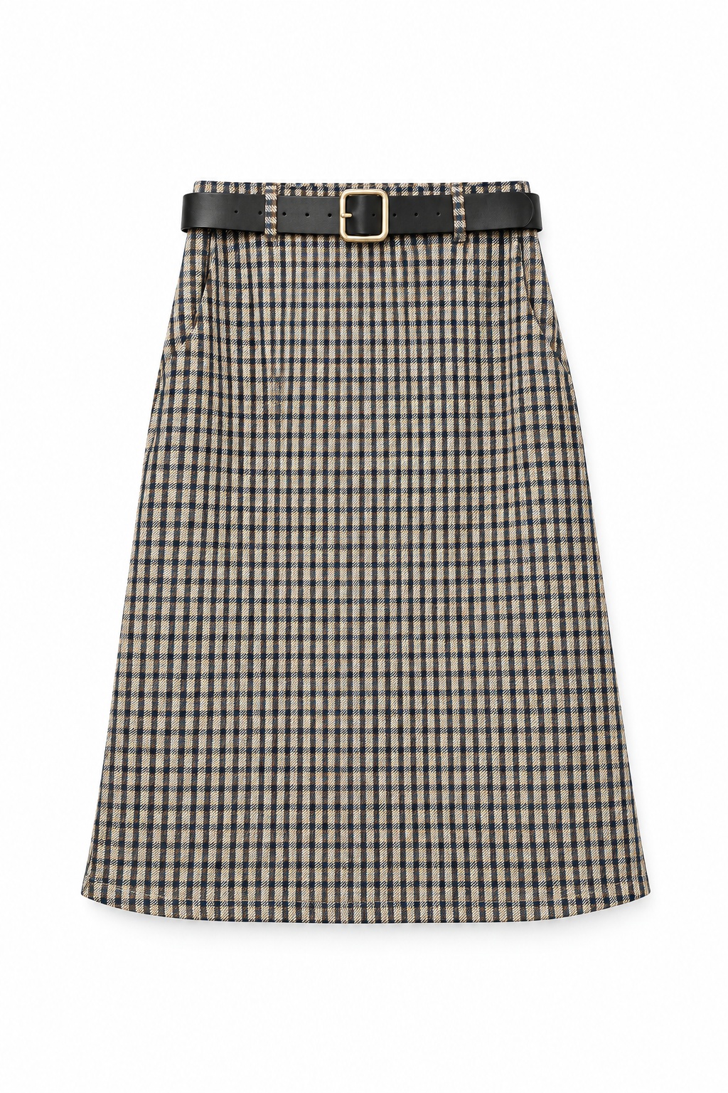 Midi A-line Skirt in Check