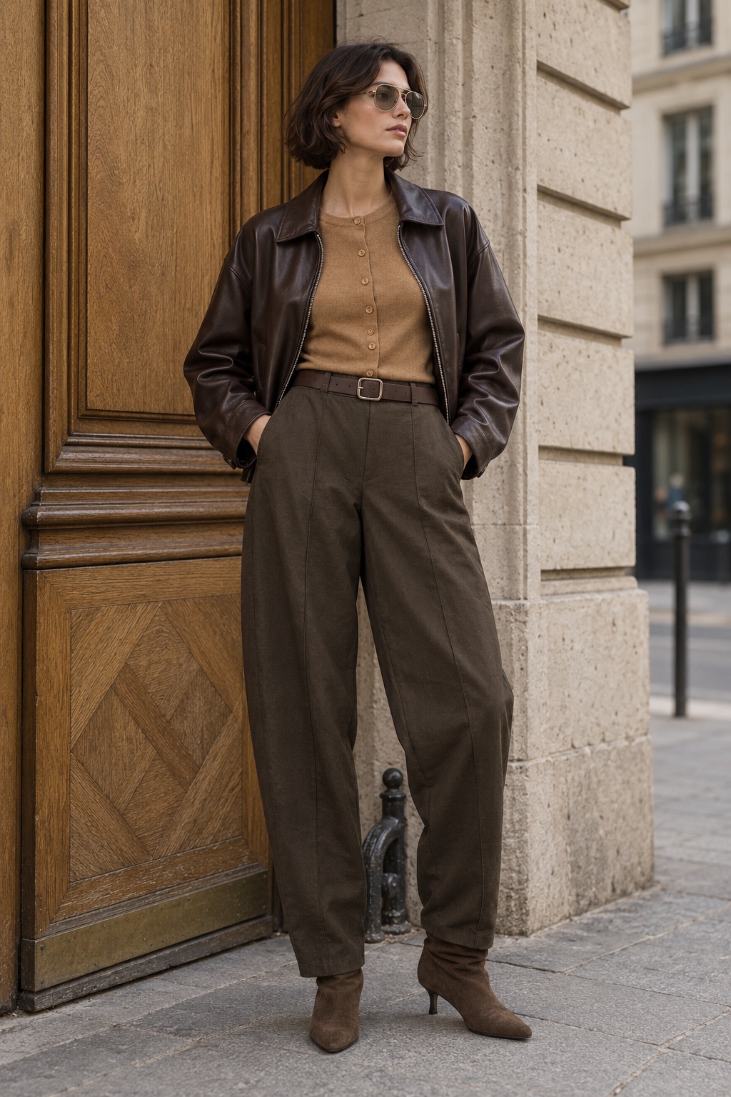 High‑Waist Tailored Trousers
