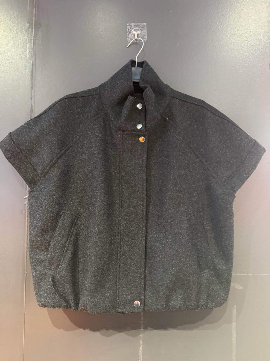 Relaxed Vest with Stand Collar