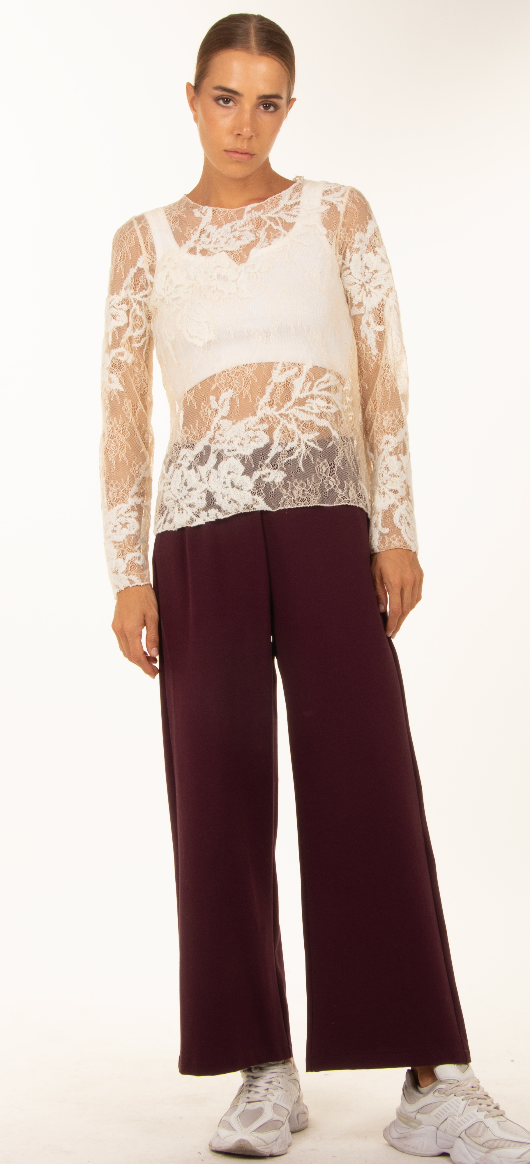 Lace Top with Crew Neck