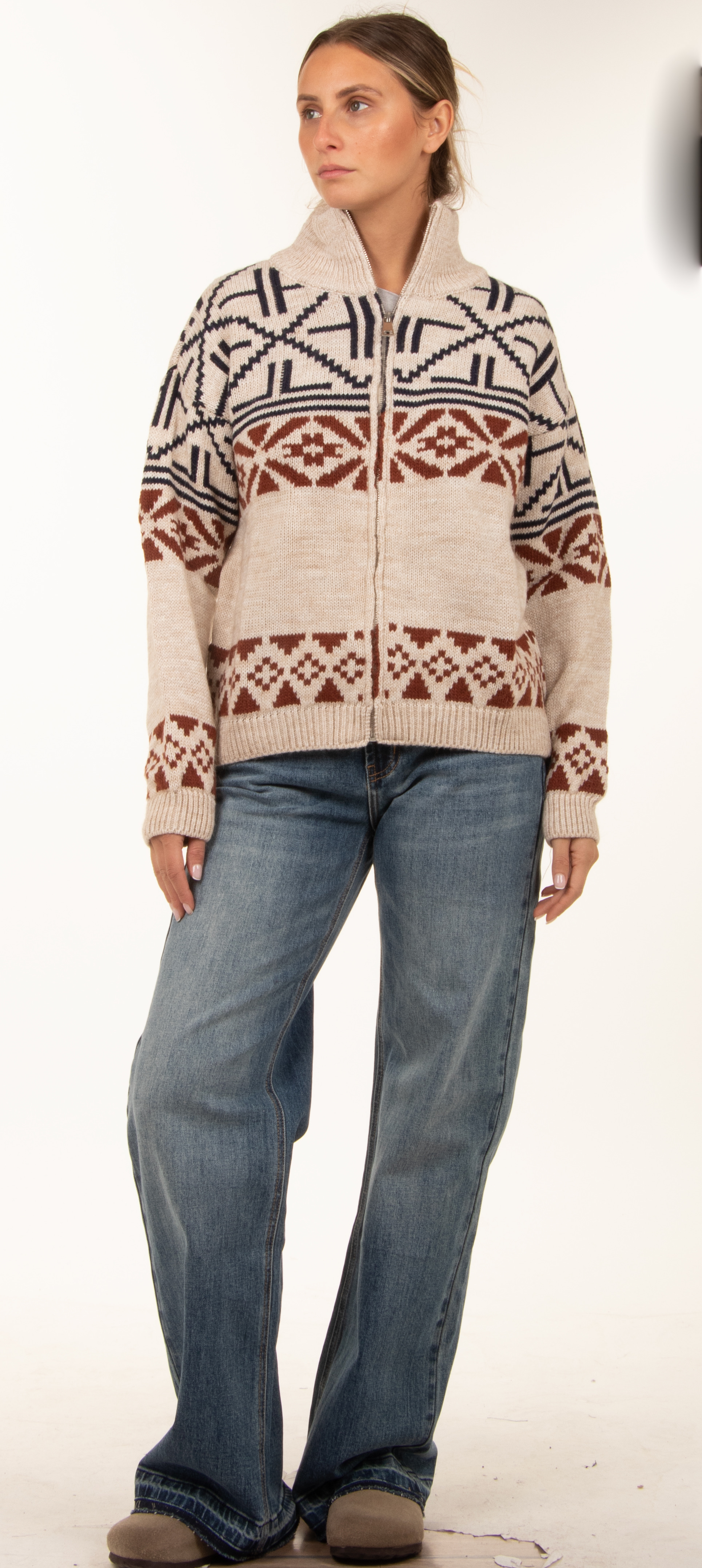 Turtleneck Zip Cardigan