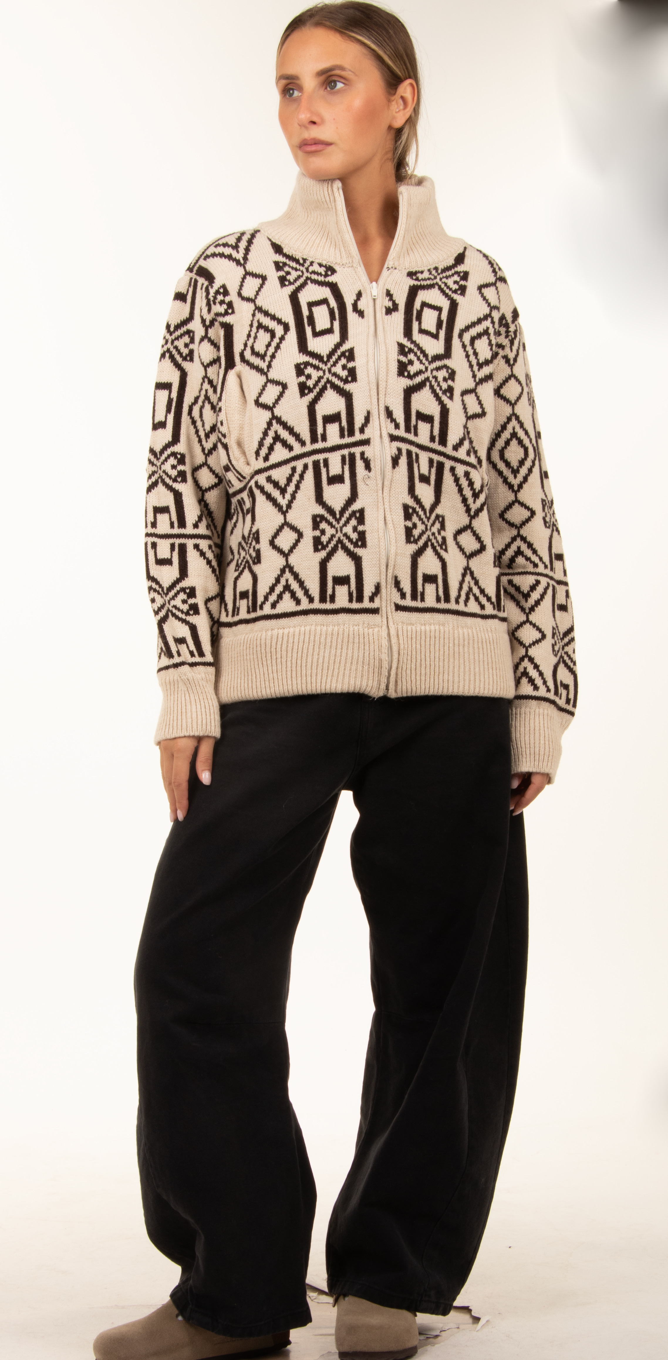 Stand‑Collar Cardigan